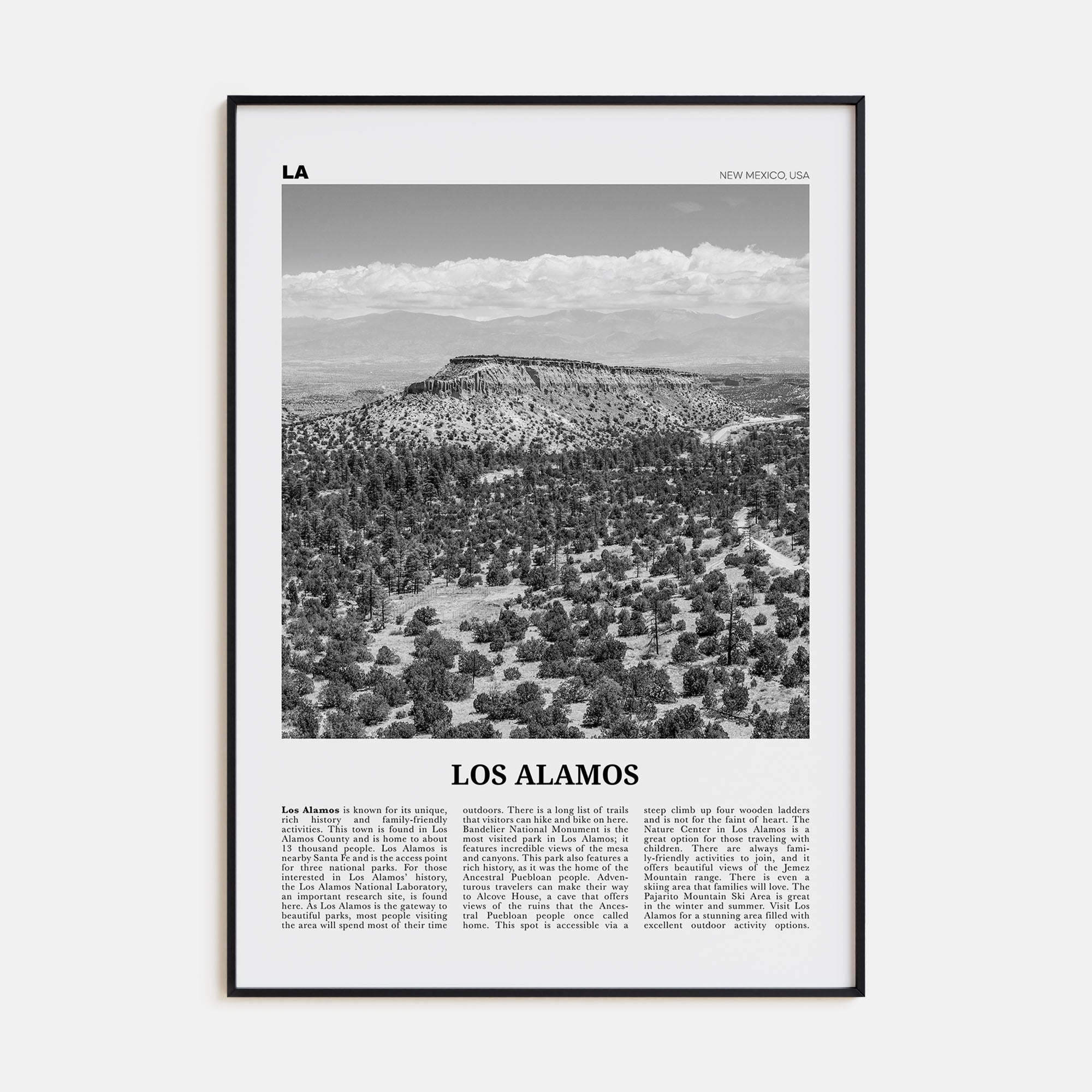 Los Alamos Travel B&W Poster