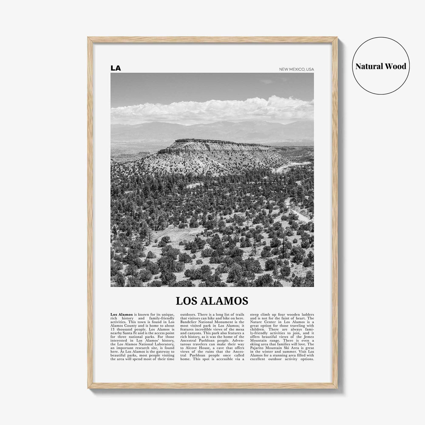 Los Alamos Print Black and White, Los Alamos Wall Art, Los Alamos Poster, Los Alamos Photo, Los Alamos Décor, Los Alamos Map, New Mexico USA