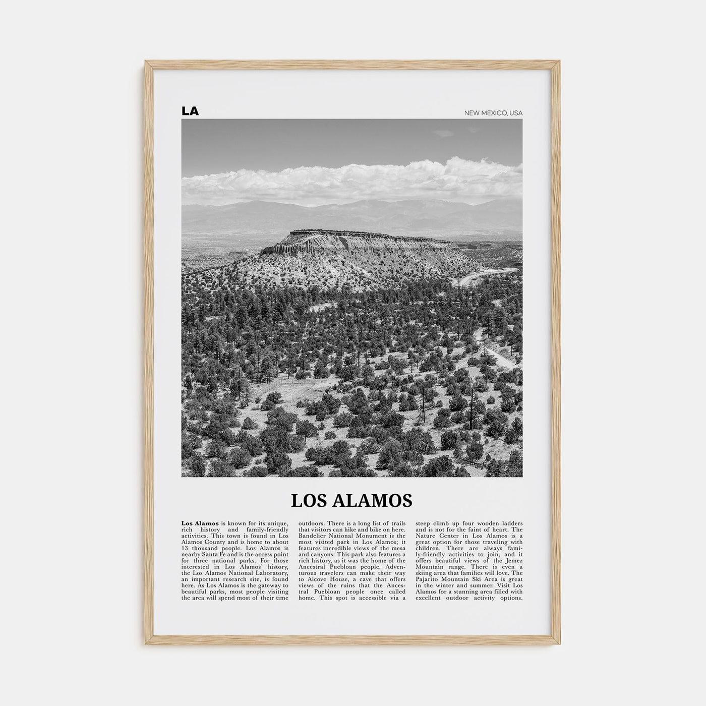 Los Alamos Travel B&W Poster