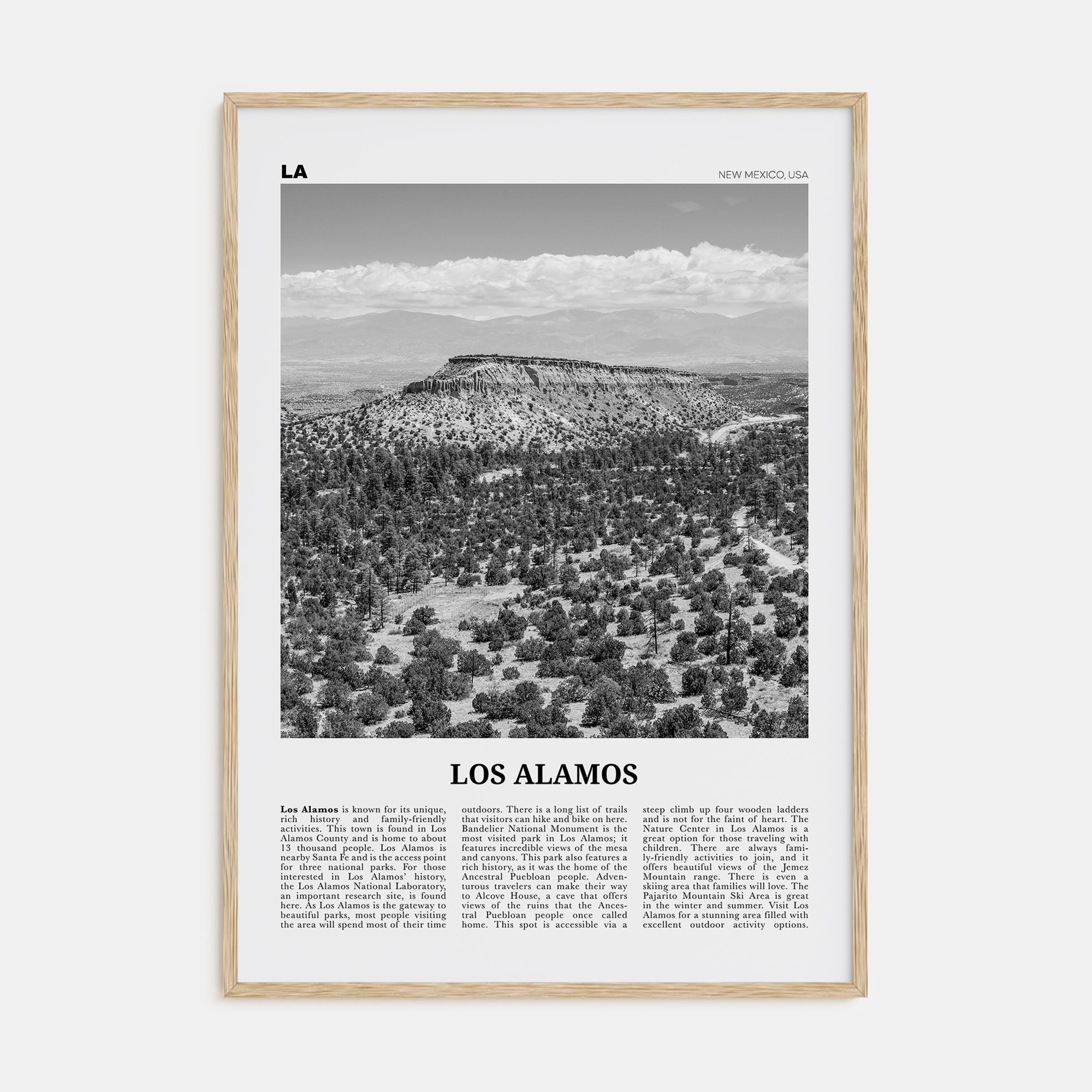 Los Alamos Travel B&W Poster
