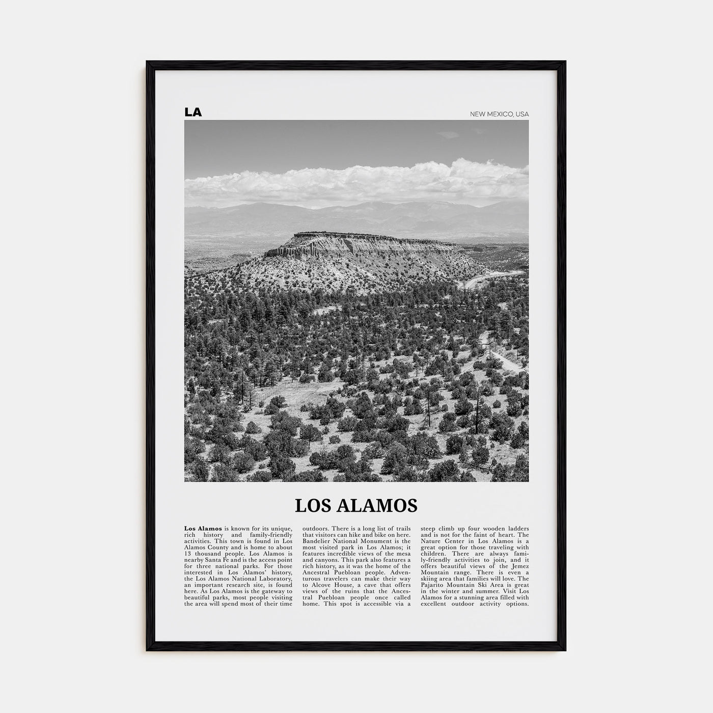 Los Alamos Travel B&W Poster