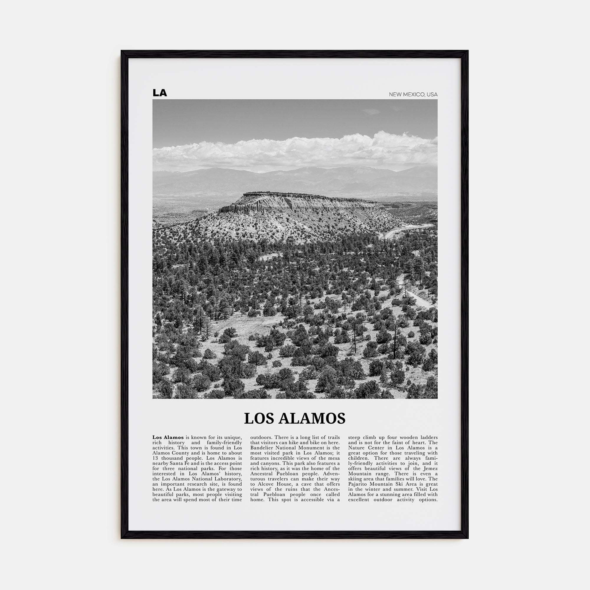 Los Alamos Travel B&W Poster