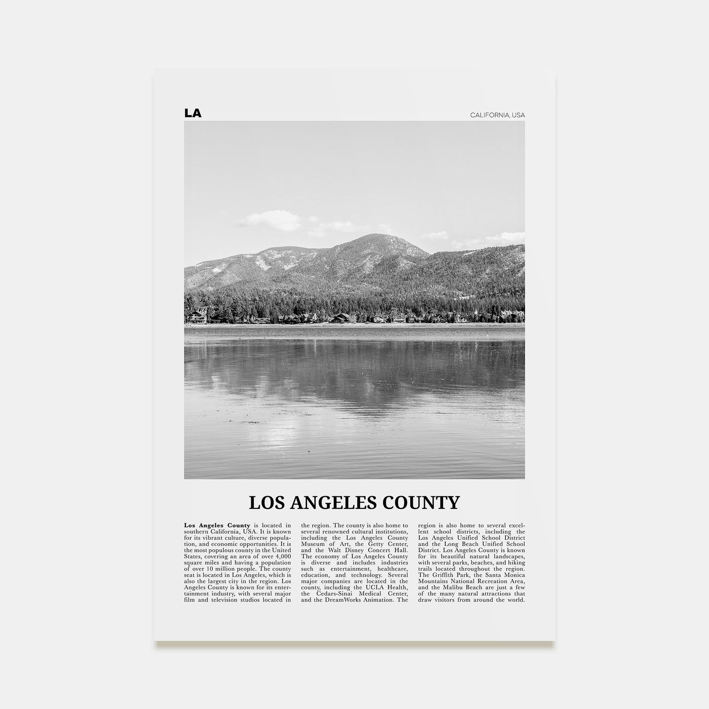 Los Angeles County Travel B&W Poster