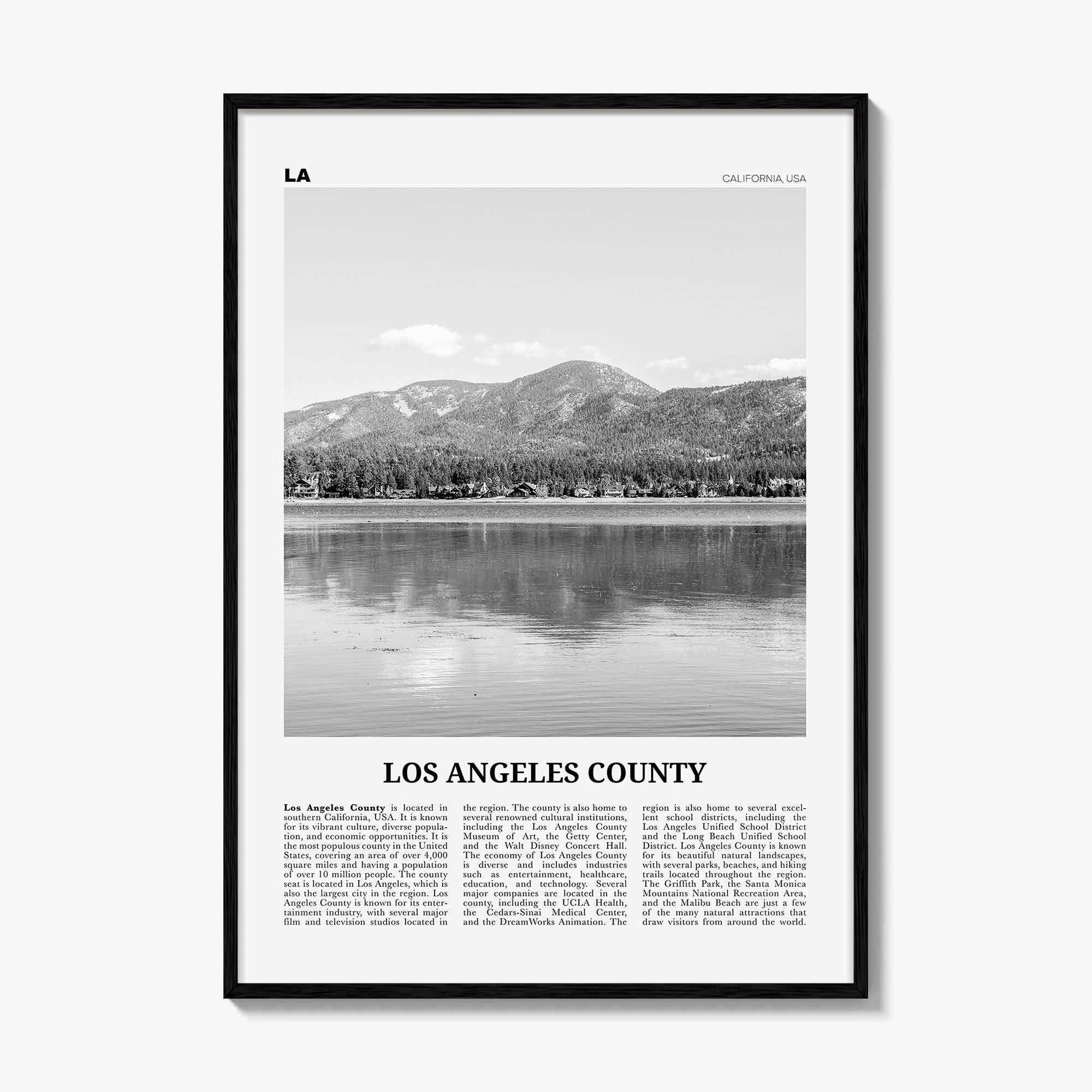 Los Angeles County Print Black and White, Los Angeles County Wall Art, Los Angeles Poster, Photo, Los Angeles Wall Décor, Los Angeles Map