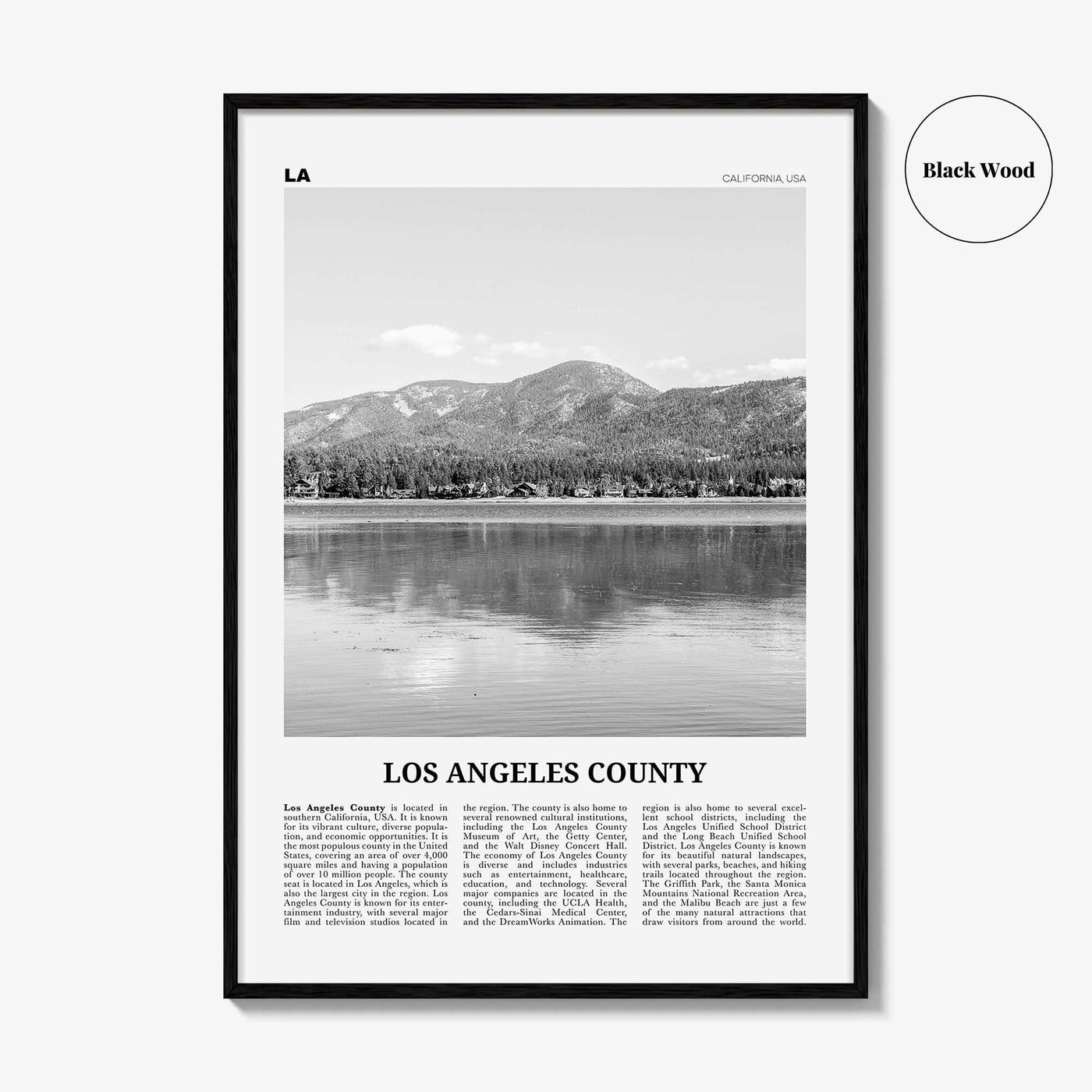 Los Angeles County Print Black and White, Los Angeles County Wall Art, Los Angeles Poster, Photo, Los Angeles Wall Décor, Los Angeles Map