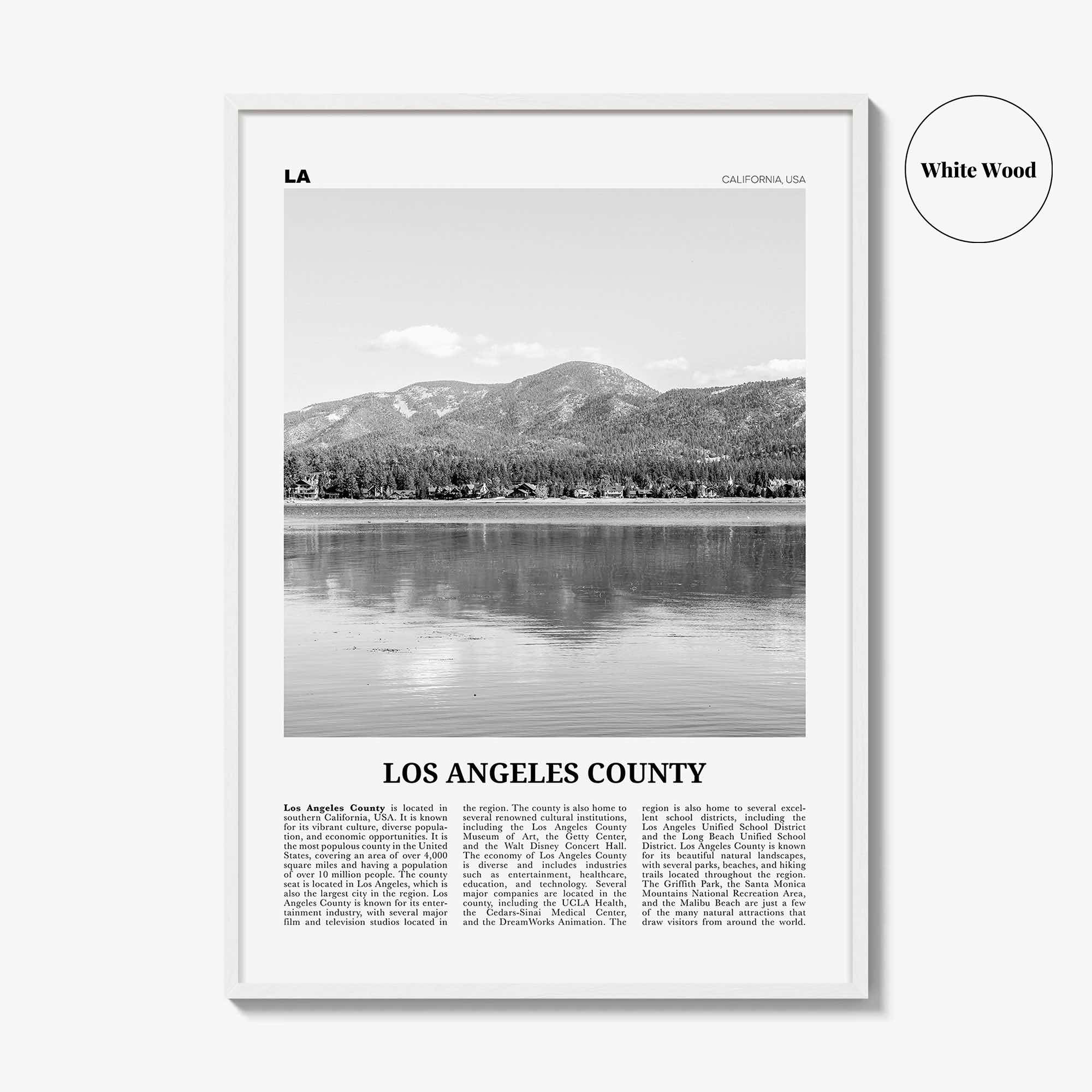 Los Angeles County Print Black and White, Los Angeles County Wall Art, Los Angeles Poster, Photo, Los Angeles Wall Décor, Los Angeles Map