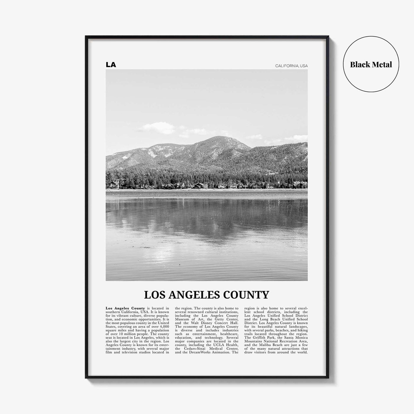 Los Angeles County Print Black and White, Los Angeles County Wall Art, Los Angeles Poster, Photo, Los Angeles Wall Décor, Los Angeles Map