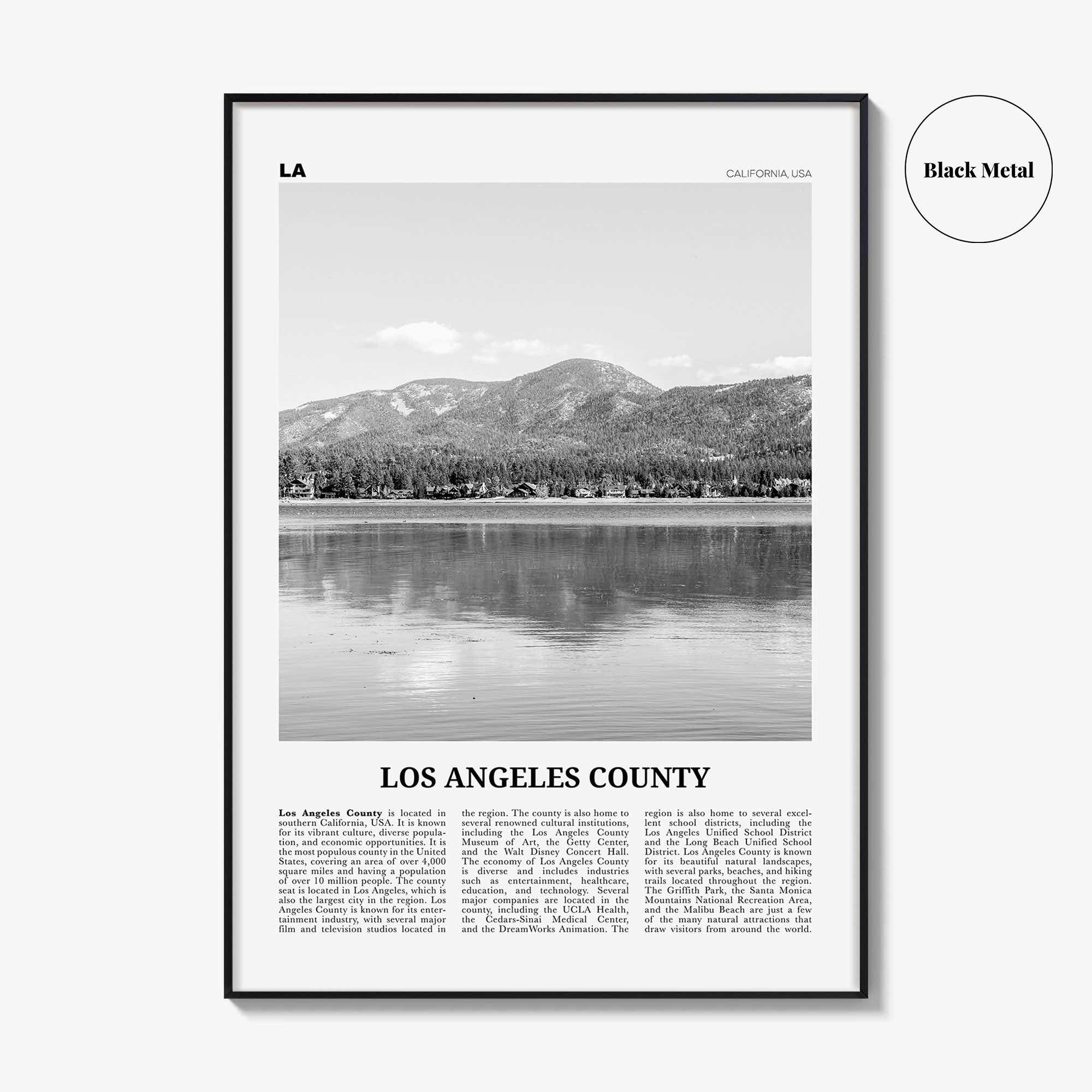 Los Angeles County Print Black and White, Los Angeles County Wall Art, Los Angeles Poster, Photo, Los Angeles Wall Décor, Los Angeles Map