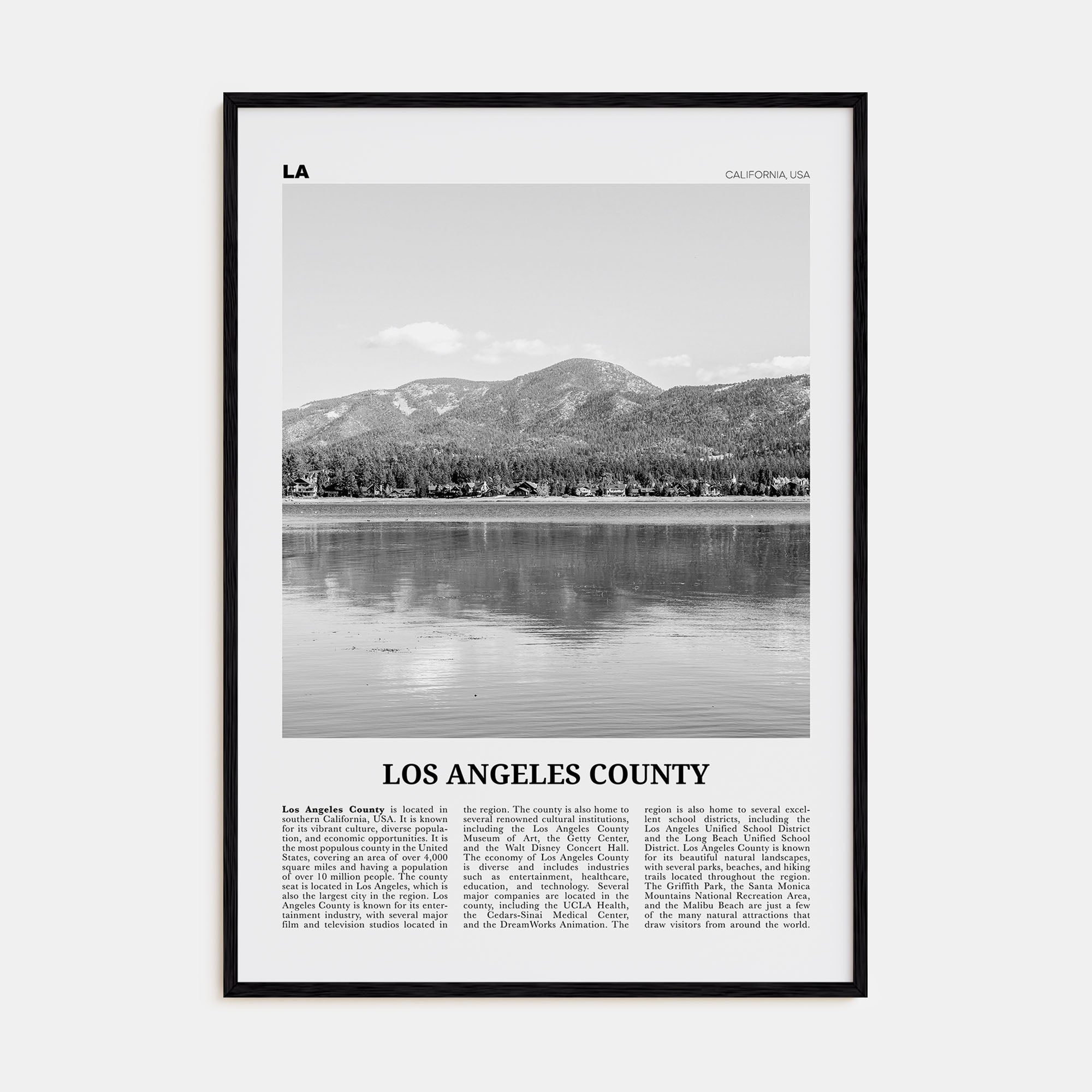 Los Angeles County Travel B&W Poster