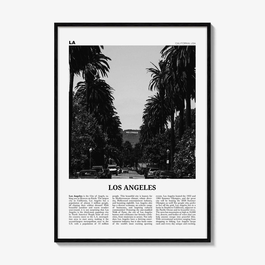 Los Angeles Print Black and White No 1, Los Angeles Wall Art, Los Angeles Poster, Los Angeles, LA, California, USA, United States