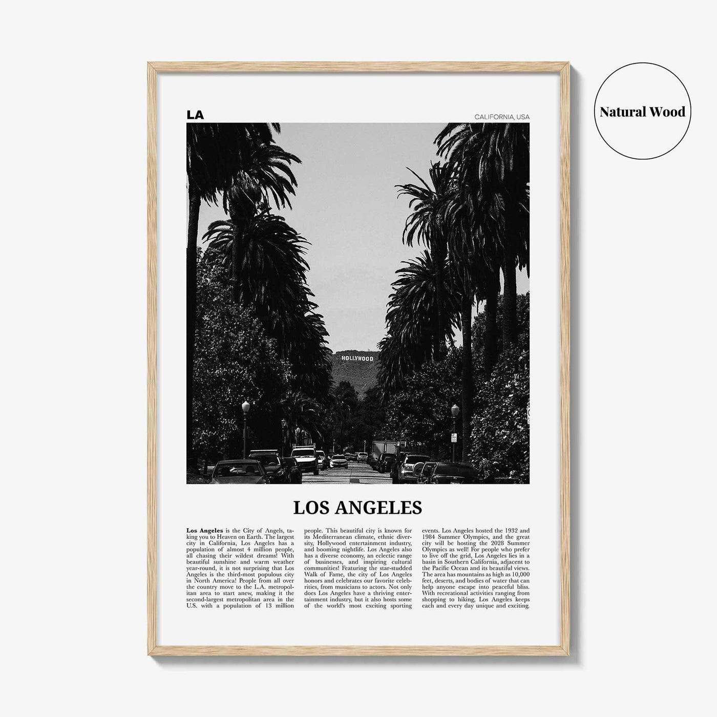 Los Angeles Print Black and White No 1, Los Angeles Wall Art, Los Angeles Poster, Los Angeles, LA, California, USA, United States