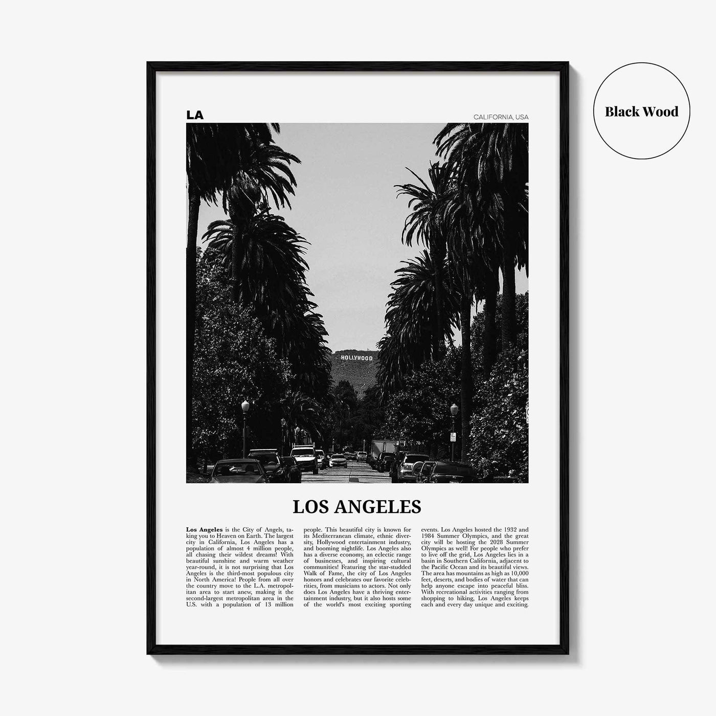 Los Angeles Print Black and White No 1, Los Angeles Wall Art, Los Angeles Poster, Los Angeles, LA, California, USA, United States