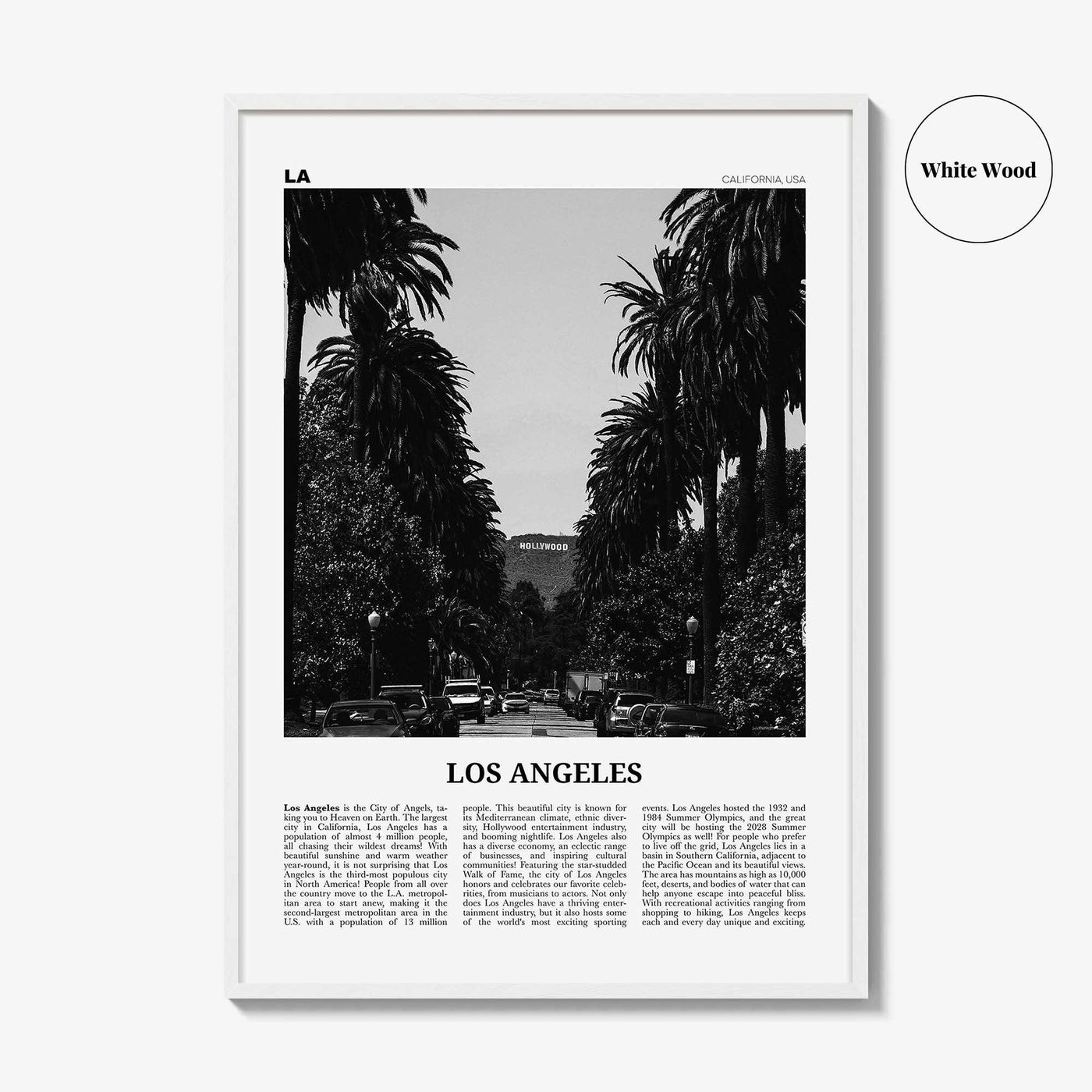 Los Angeles Print Black and White No 1, Los Angeles Wall Art, Los Angeles Poster, Los Angeles, LA, California, USA, United States