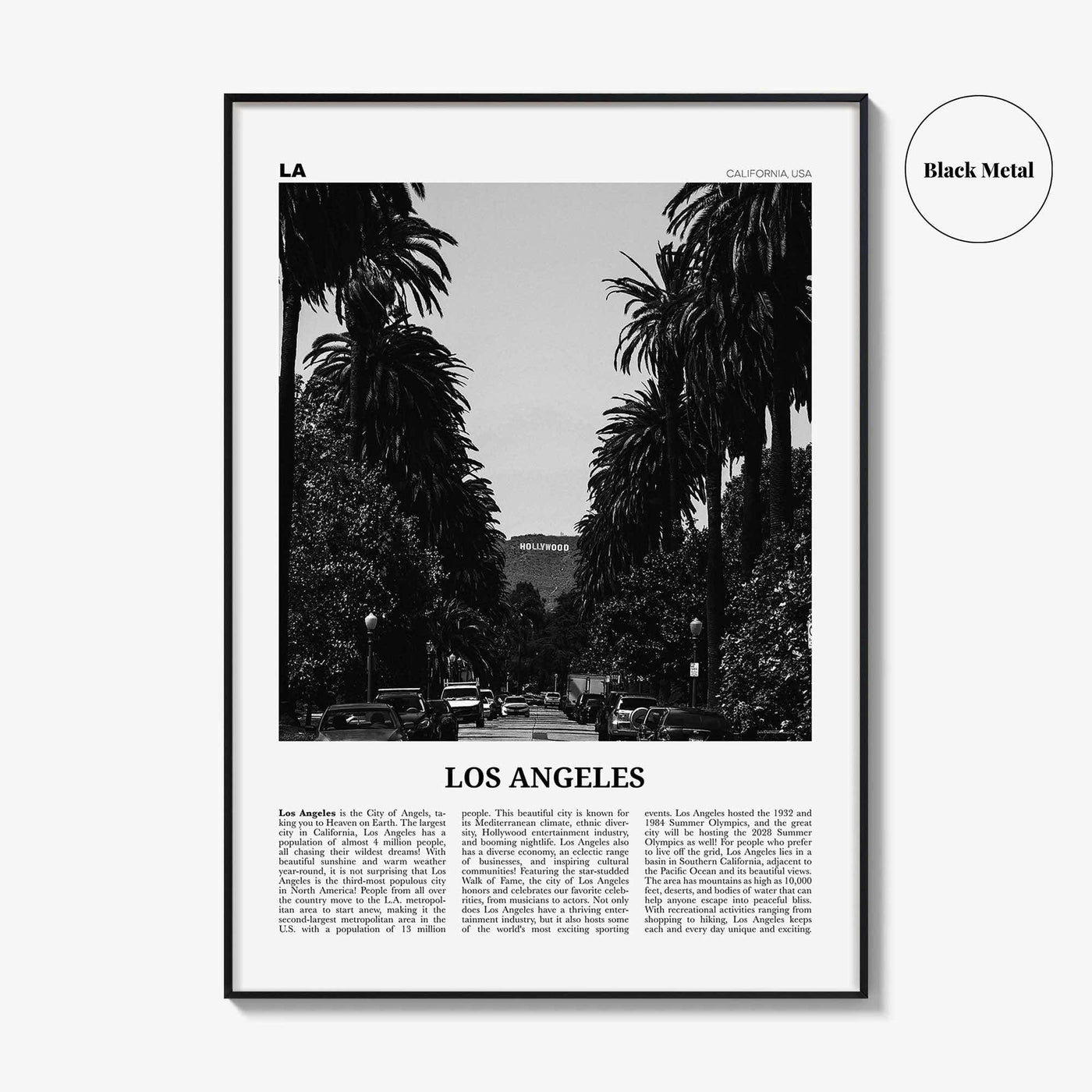 Los Angeles Print Black and White No 1, Los Angeles Wall Art, Los Angeles Poster, Los Angeles, LA, California, USA, United States