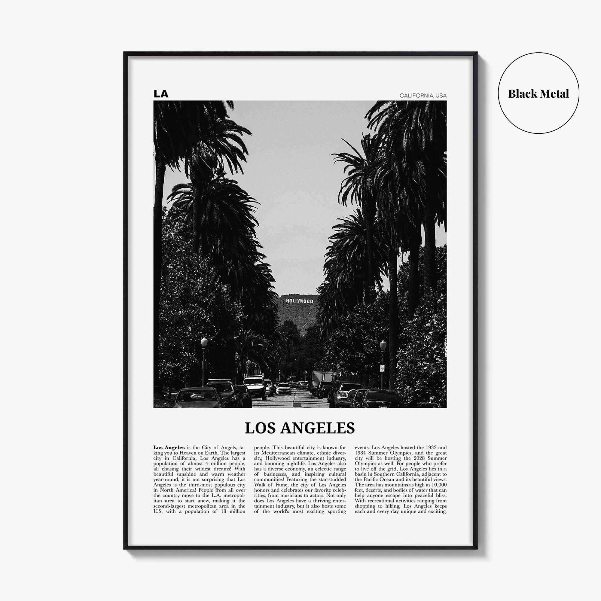 Los Angeles Print Black and White No 1, Los Angeles Wall Art, Los Angeles Poster, Los Angeles, LA, California, USA, United States