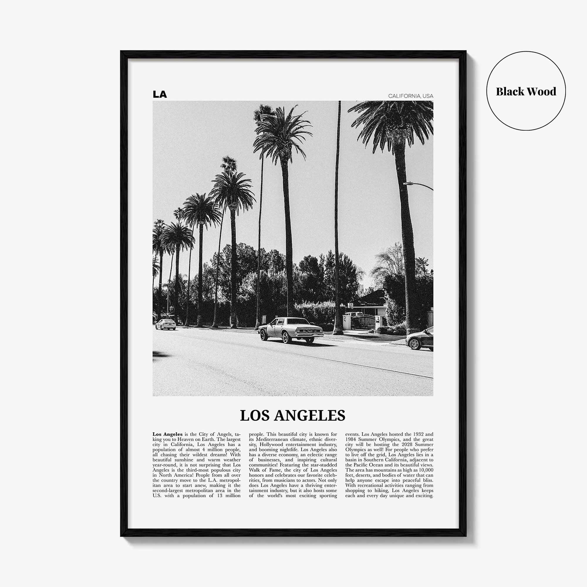 Los Angeles Print Black and White No 2, Los Angeles Wall Art, Los Angeles Poster, Los Angeles, LA, California, USA, United States
