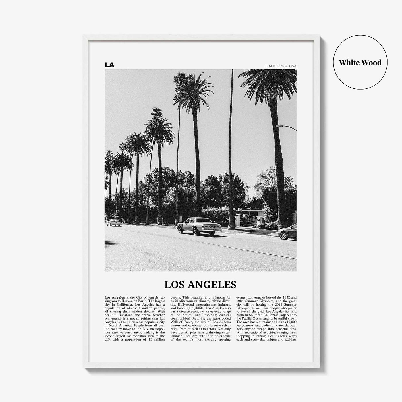 Los Angeles Print Black and White No 2, Los Angeles Wall Art, Los Angeles Poster, Los Angeles, LA, California, USA, United States