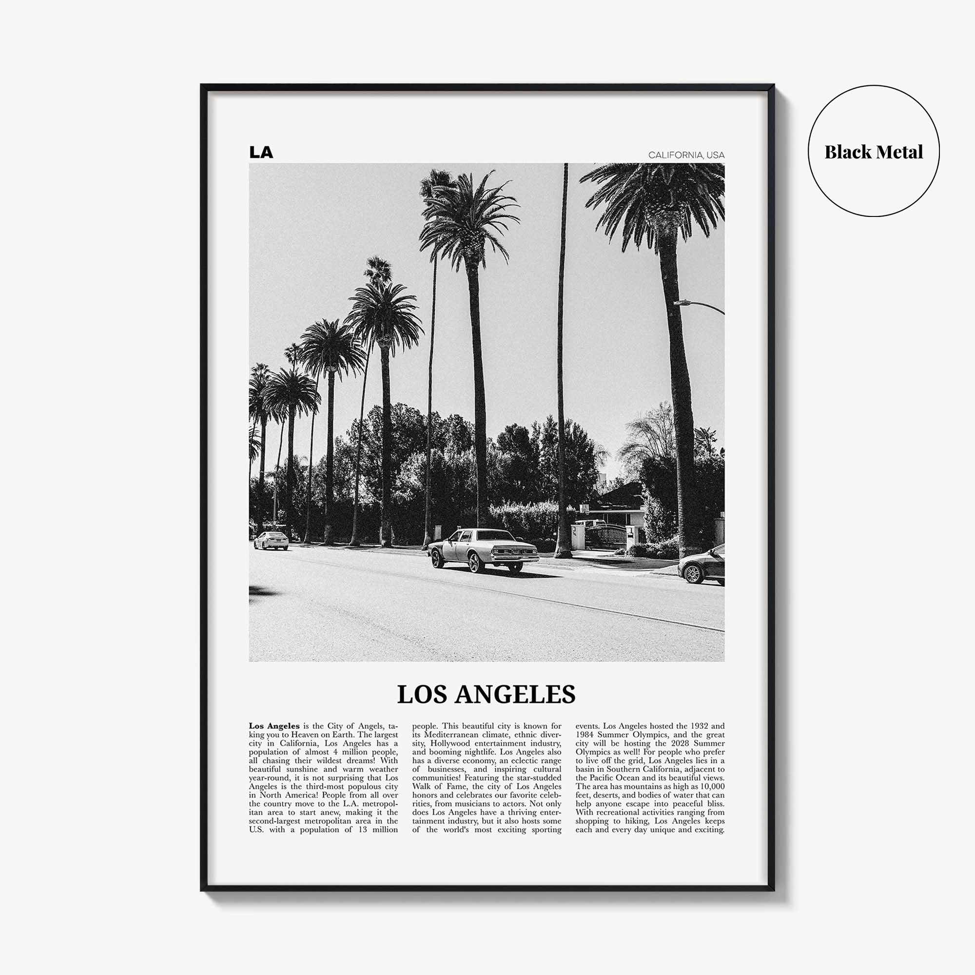 Los Angeles Print Black and White No 2, Los Angeles Wall Art, Los Angeles Poster, Los Angeles, LA, California, USA, United States