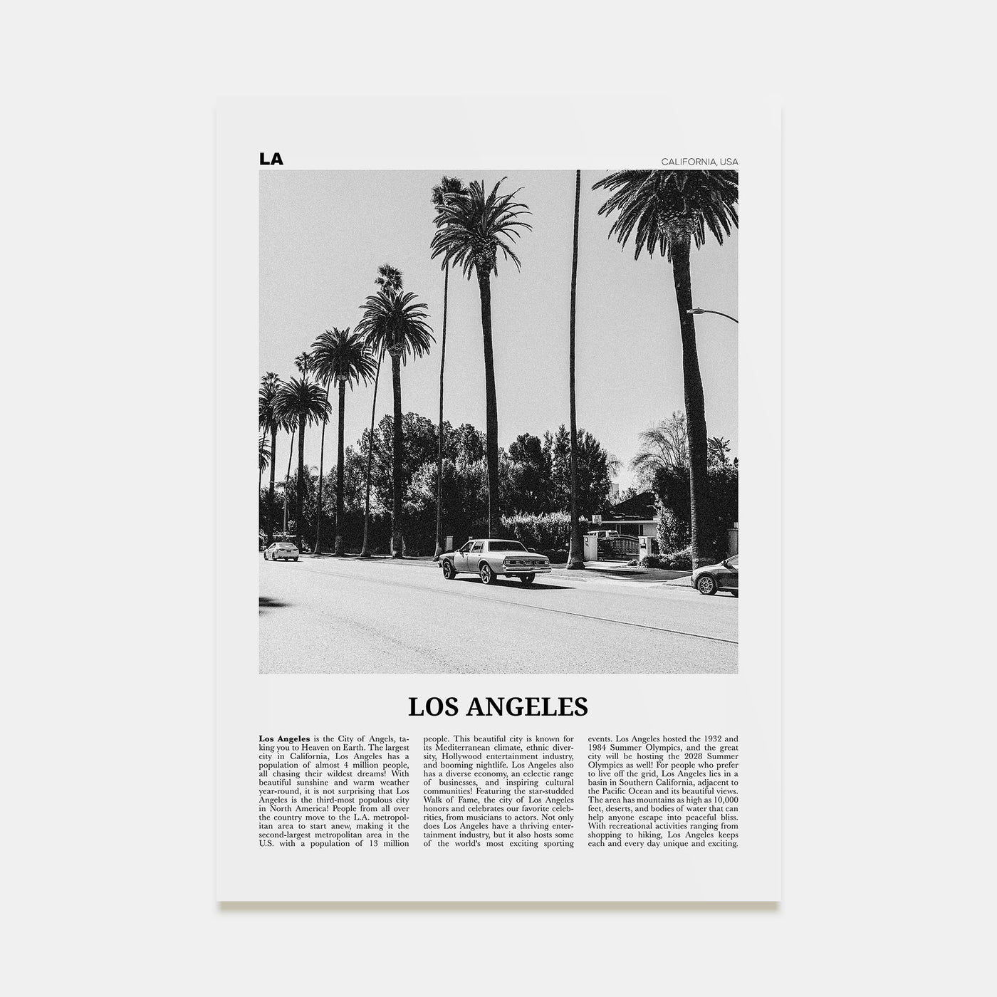 Los Angeles Travel B&W No 2 Poster