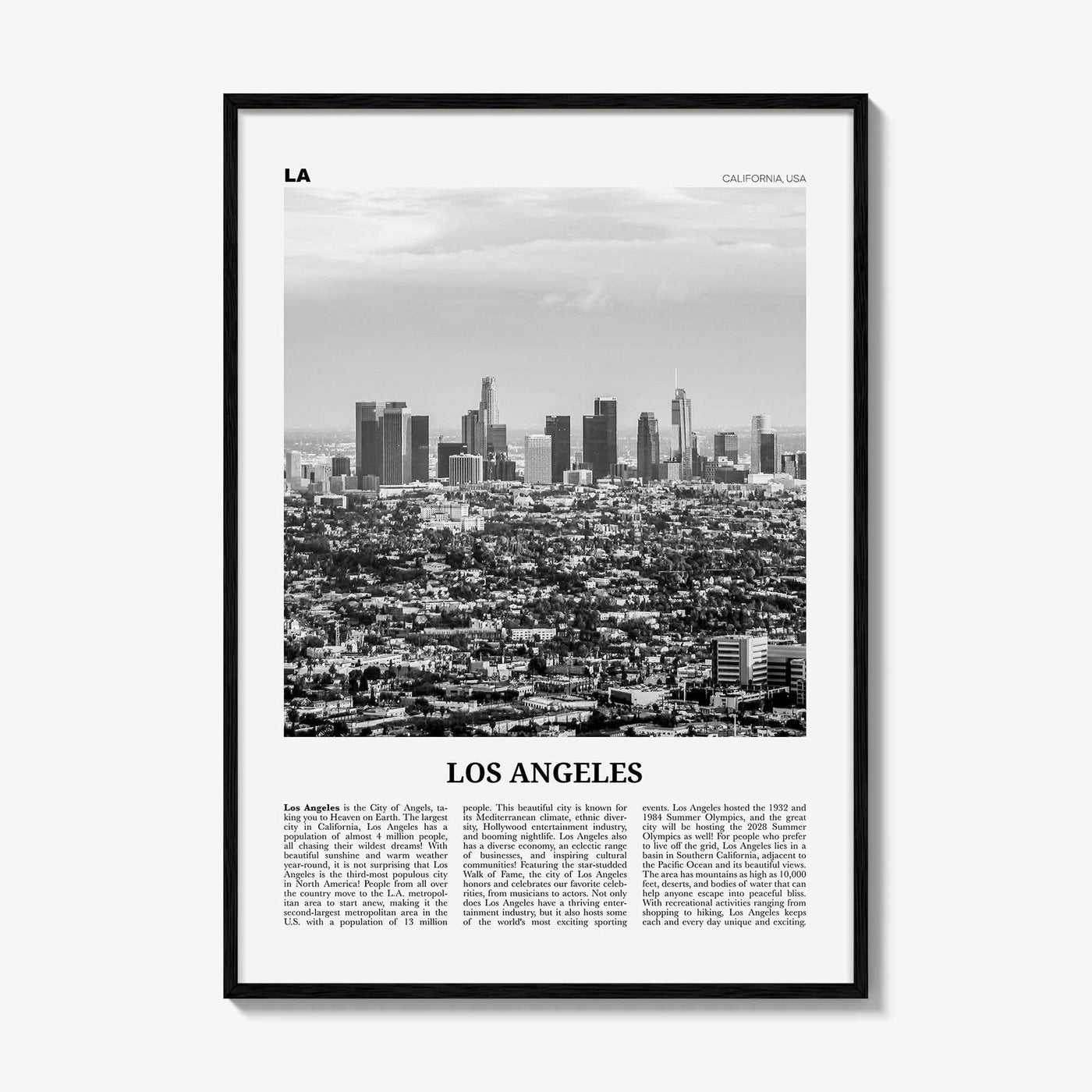 Los Angeles Print Black and White No 4, Los Angeles Wall Art, Los Angeles Poster, Los Angeles, LA, California, USA, United States