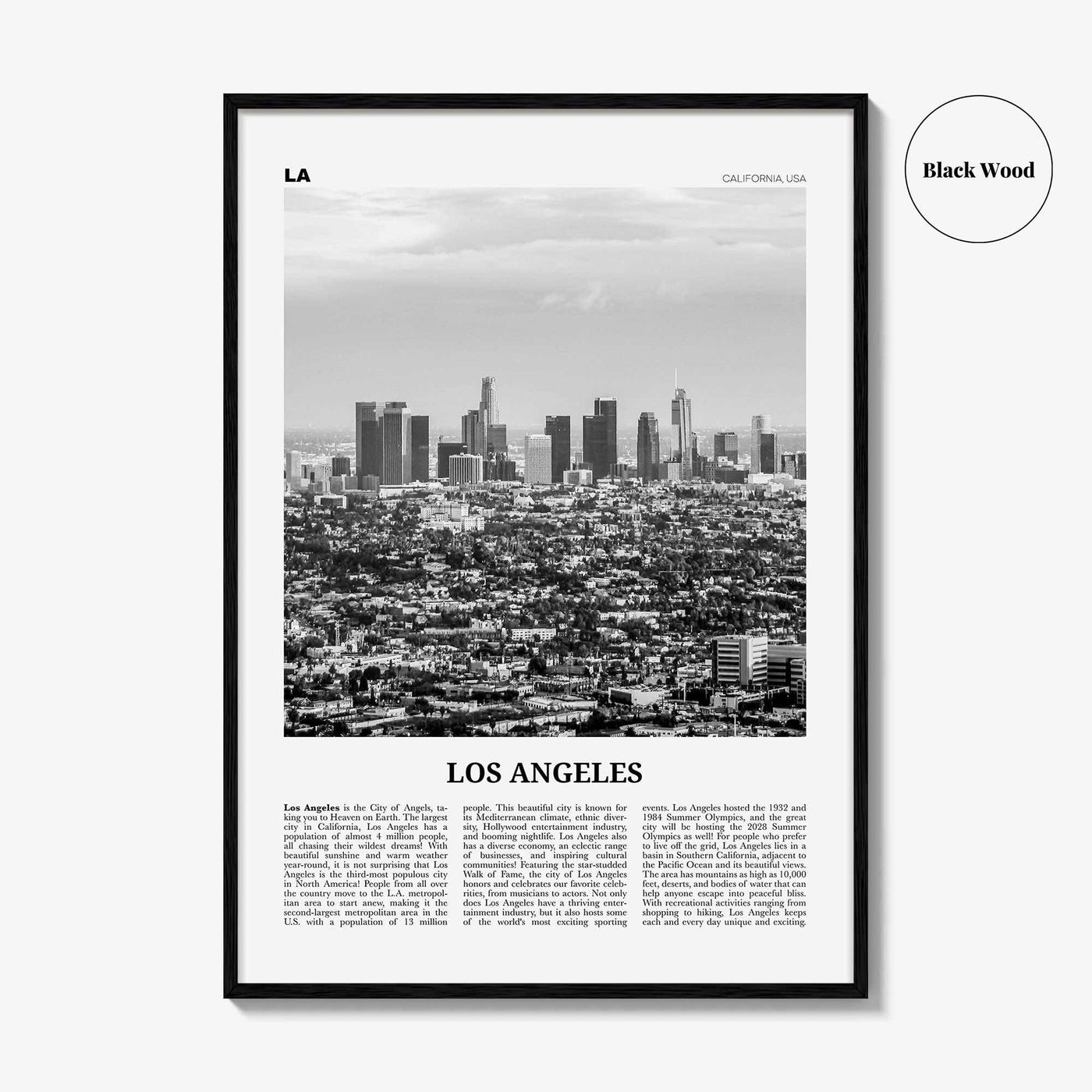 Los Angeles Print Black and White No 4, Los Angeles Wall Art, Los Angeles Poster, Los Angeles, LA, California, USA, United States