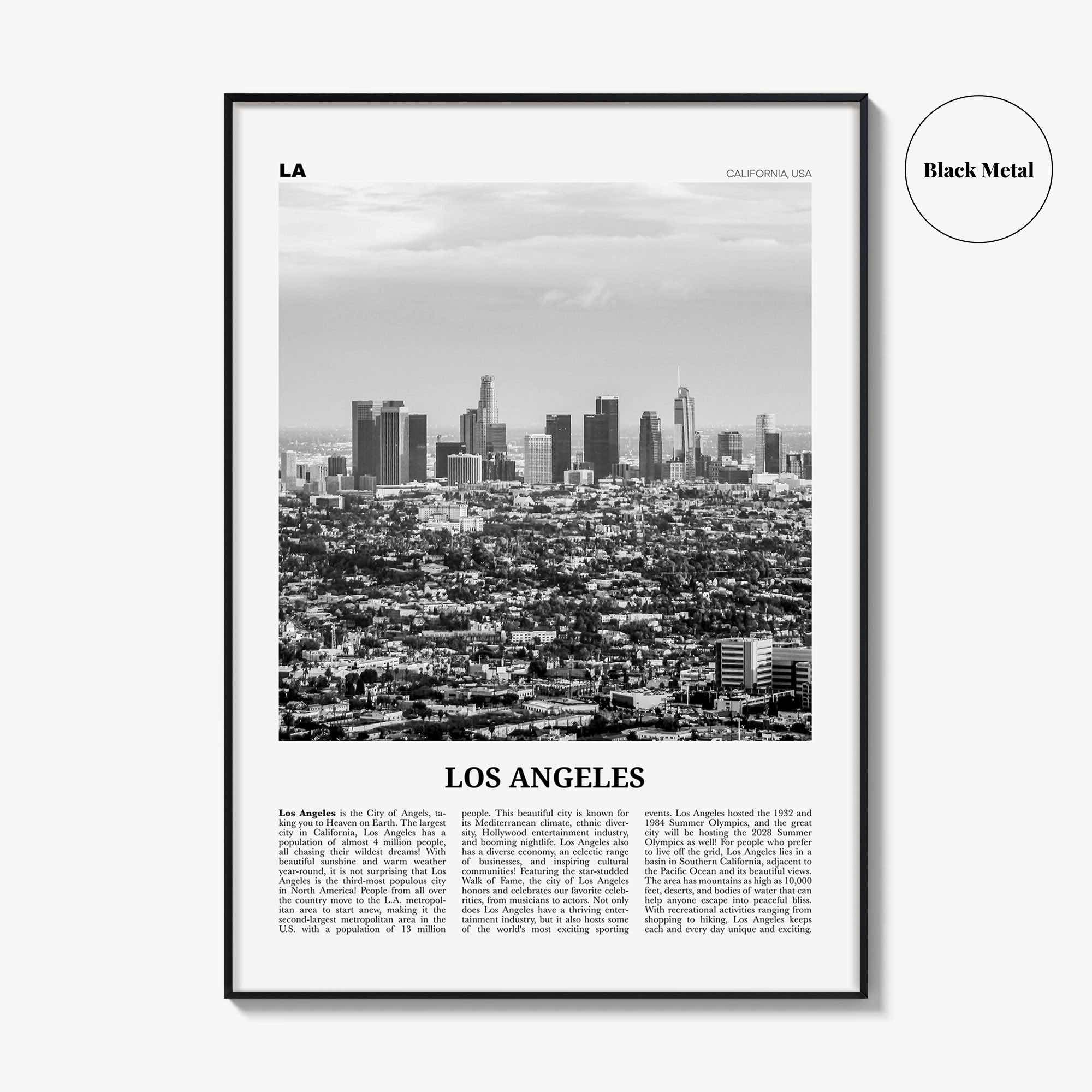 Los Angeles Print Black and White No 4, Los Angeles Wall Art, Los Angeles Poster, Los Angeles, LA, California, USA, United States