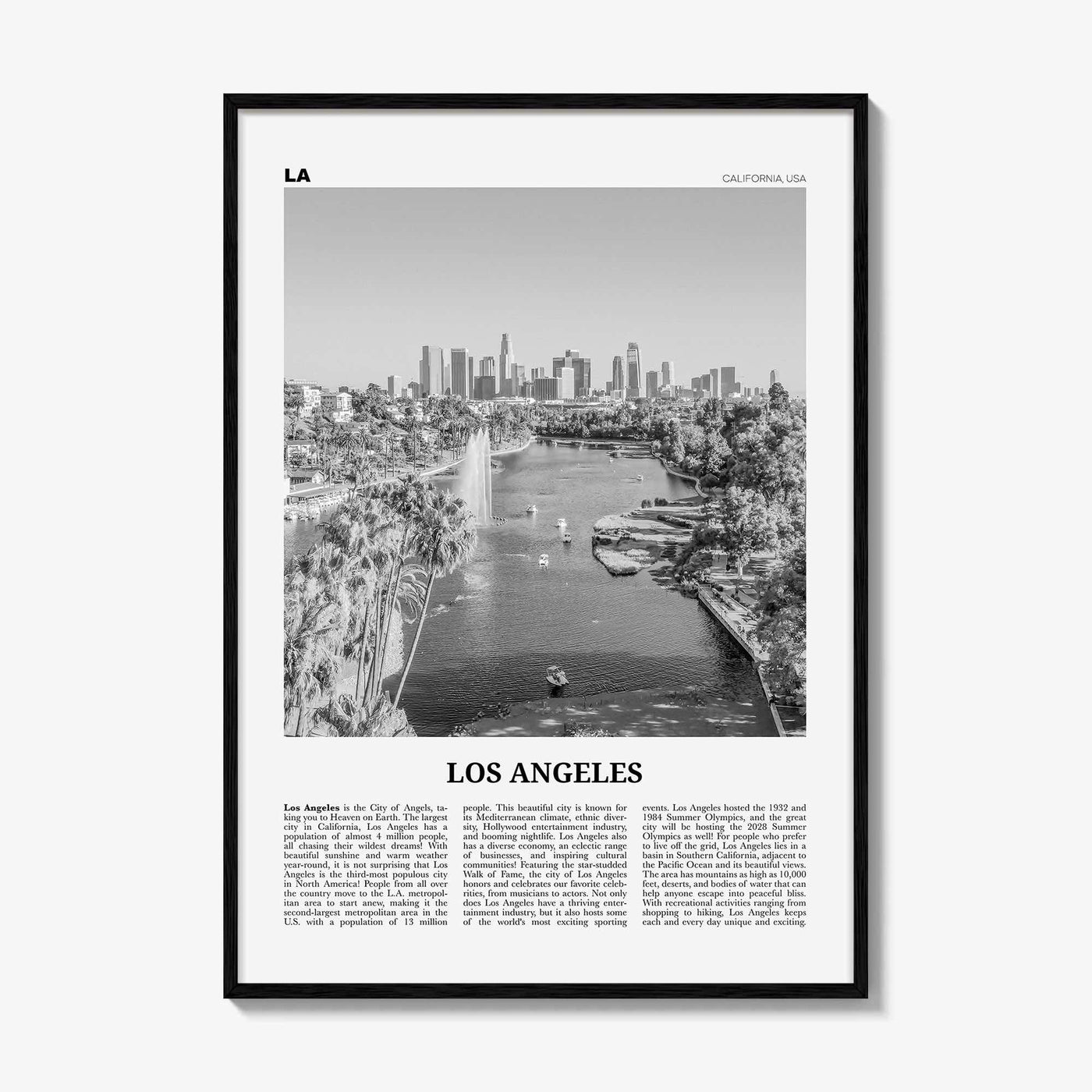Los Angeles Print Black and White No 6, Los Angeles Wall Art, Los Angeles Poster, Los Angeles Photo, Los Angeles Map, California, USA