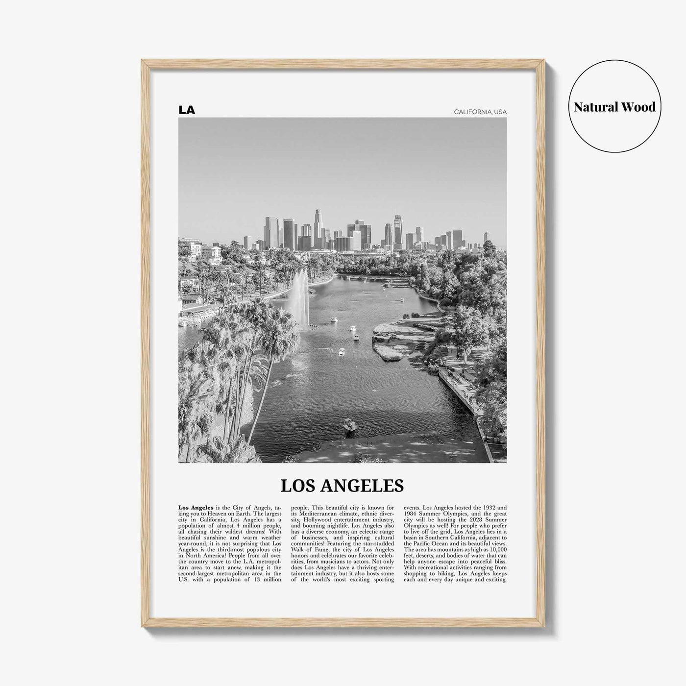 Los Angeles Print Black and White No 6, Los Angeles Wall Art, Los Angeles Poster, Los Angeles Photo, Los Angeles Map, California, USA
