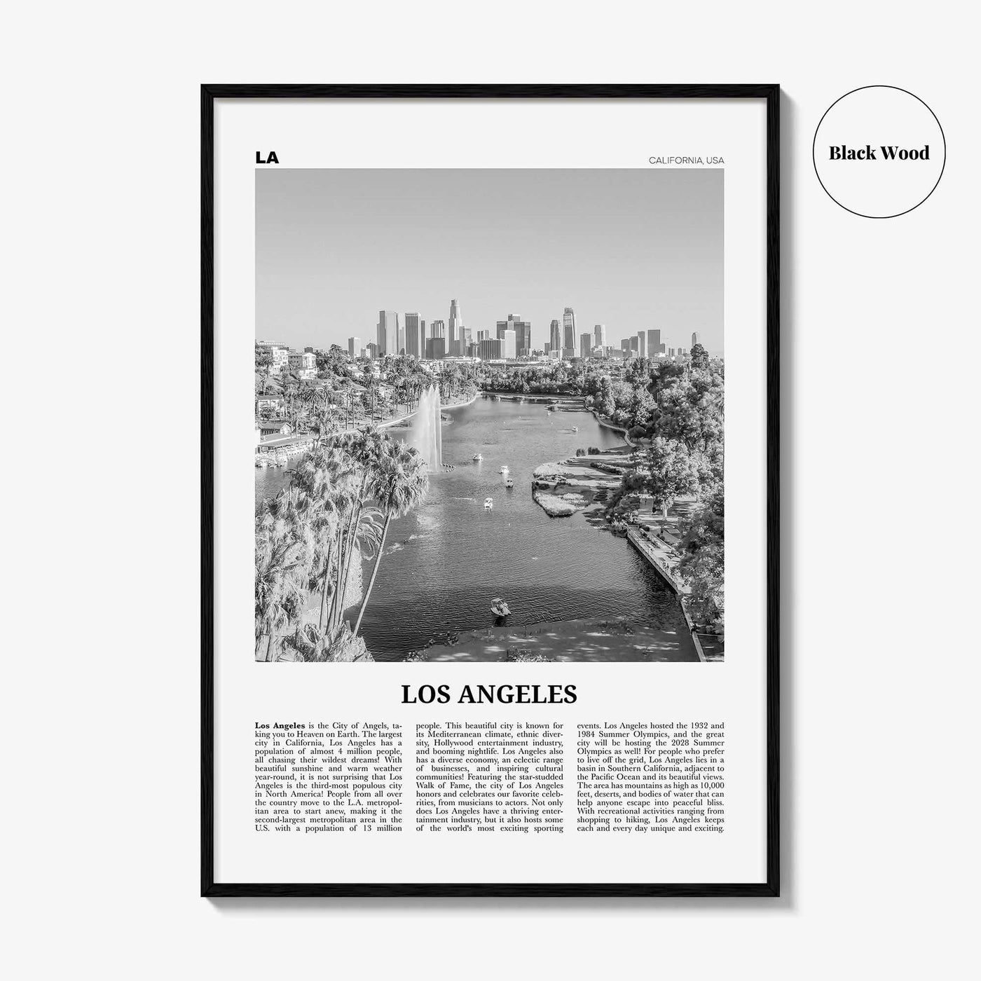 Los Angeles Print Black and White No 6, Los Angeles Wall Art, Los Angeles Poster, Los Angeles Photo, Los Angeles Map, California, USA
