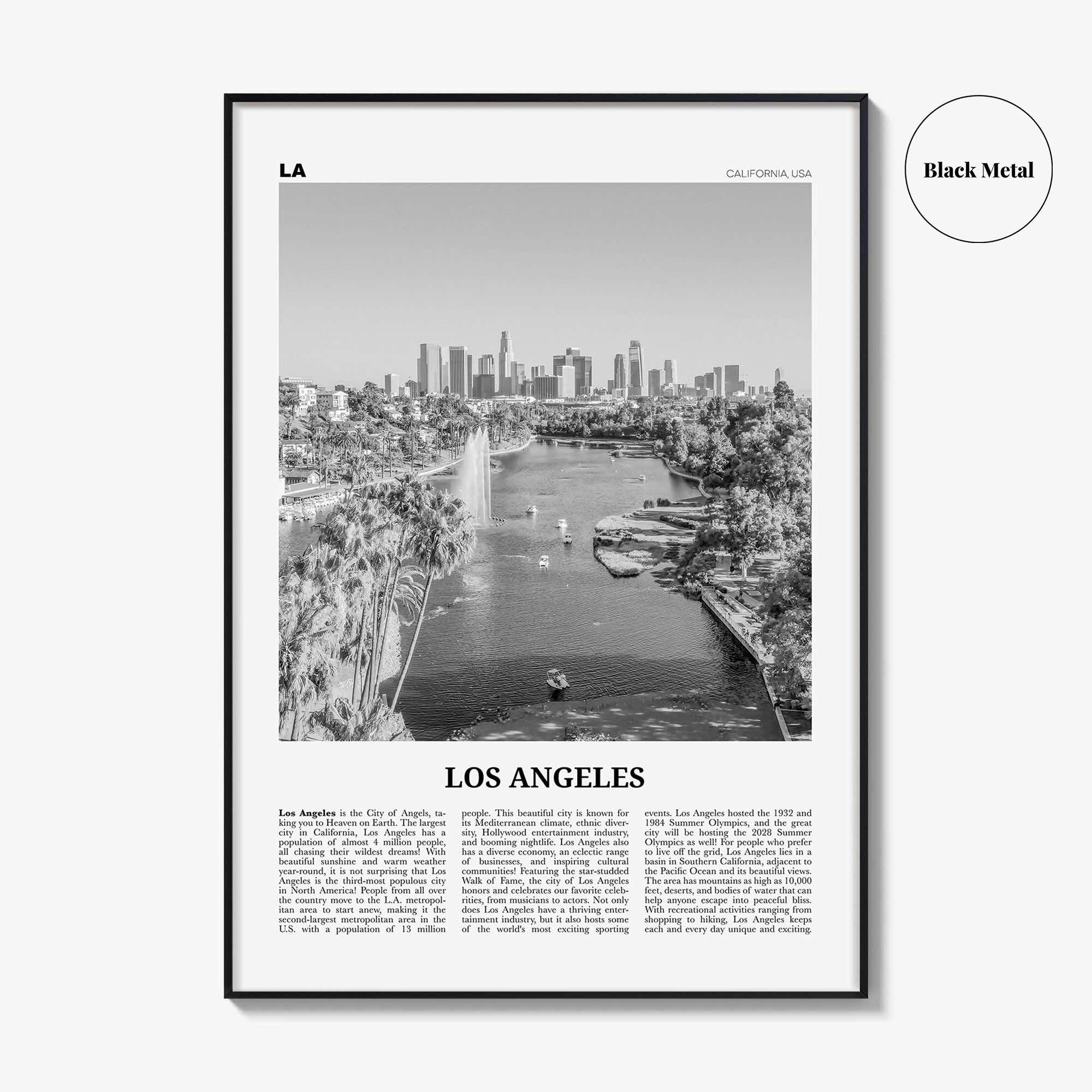 Los Angeles Print Black and White No 6, Los Angeles Wall Art, Los Angeles Poster, Los Angeles Photo, Los Angeles Map, California, USA