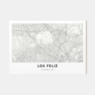 Los Feliz Map Landscape Poster