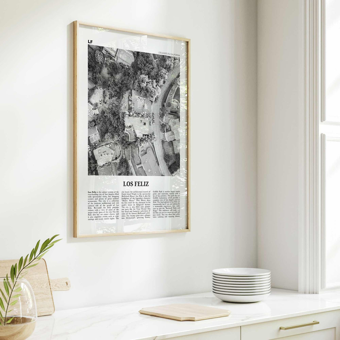 Los Feliz Print Black and White, Los Feliz Wall Art, Los Feliz Poster, Los Feliz Photo, Los Feliz Decor, California, Los Angeles