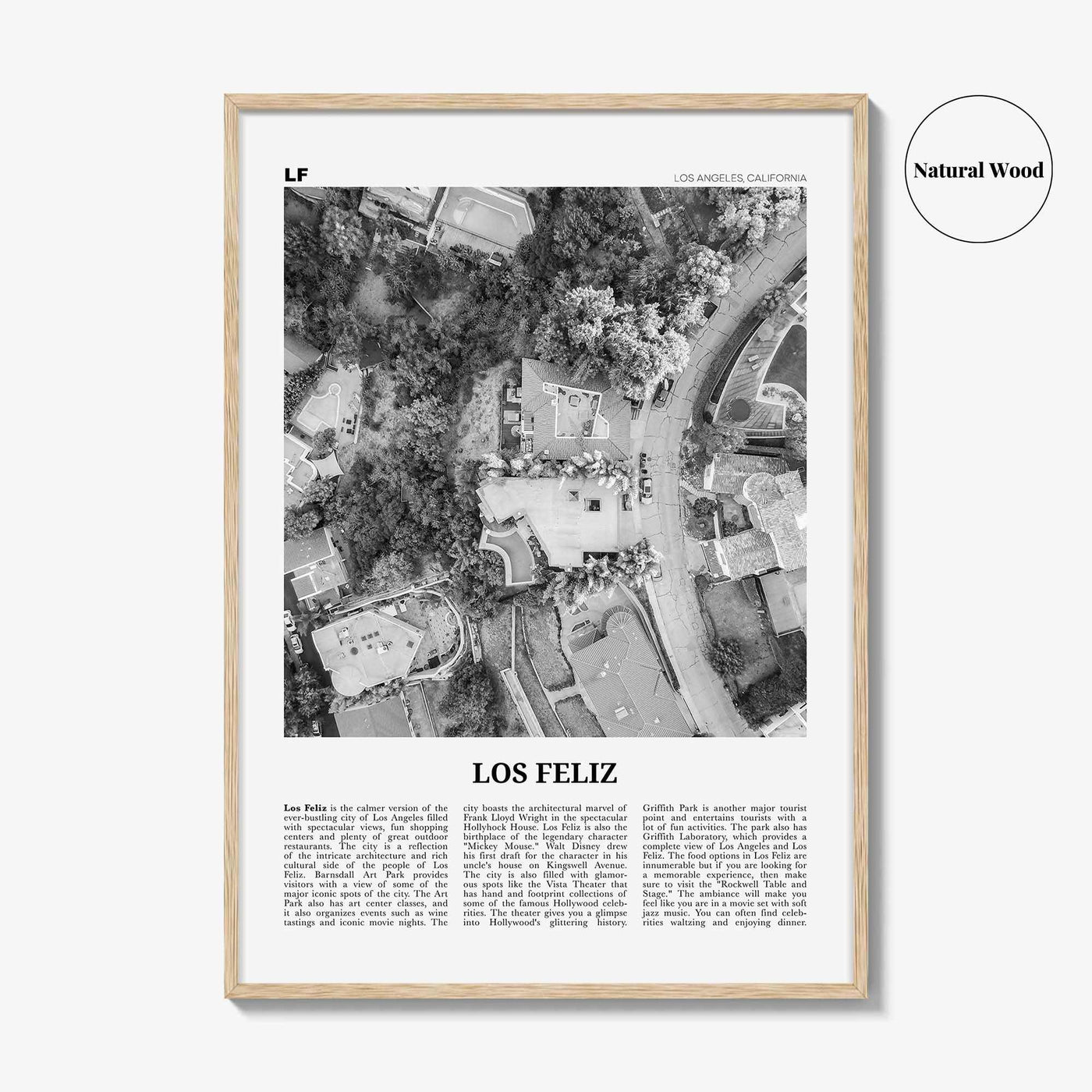 Los Feliz Print Black and White, Los Feliz Wall Art, Los Feliz Poster, Los Feliz Photo, Los Feliz Decor, California, Los Angeles