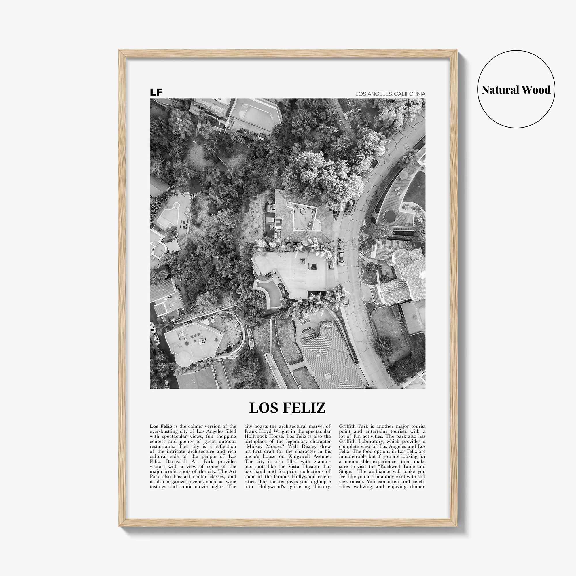 Los Feliz Print Black and White, Los Feliz Wall Art, Los Feliz Poster, Los Feliz Photo, Los Feliz Decor, California, Los Angeles