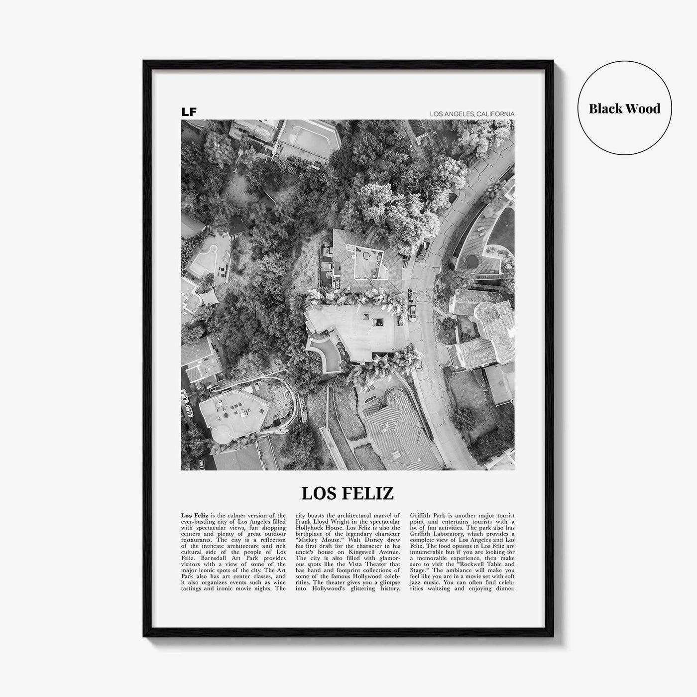 Los Feliz Print Black and White, Los Feliz Wall Art, Los Feliz Poster, Los Feliz Photo, Los Feliz Decor, California, Los Angeles