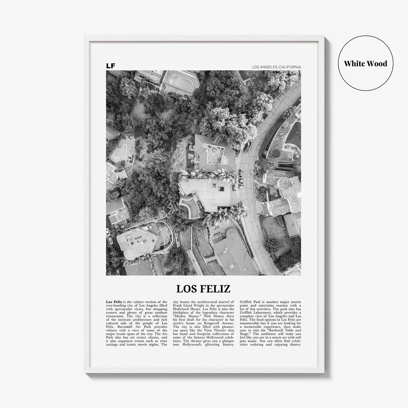 Los Feliz Print Black and White, Los Feliz Wall Art, Los Feliz Poster, Los Feliz Photo, Los Feliz Decor, California, Los Angeles