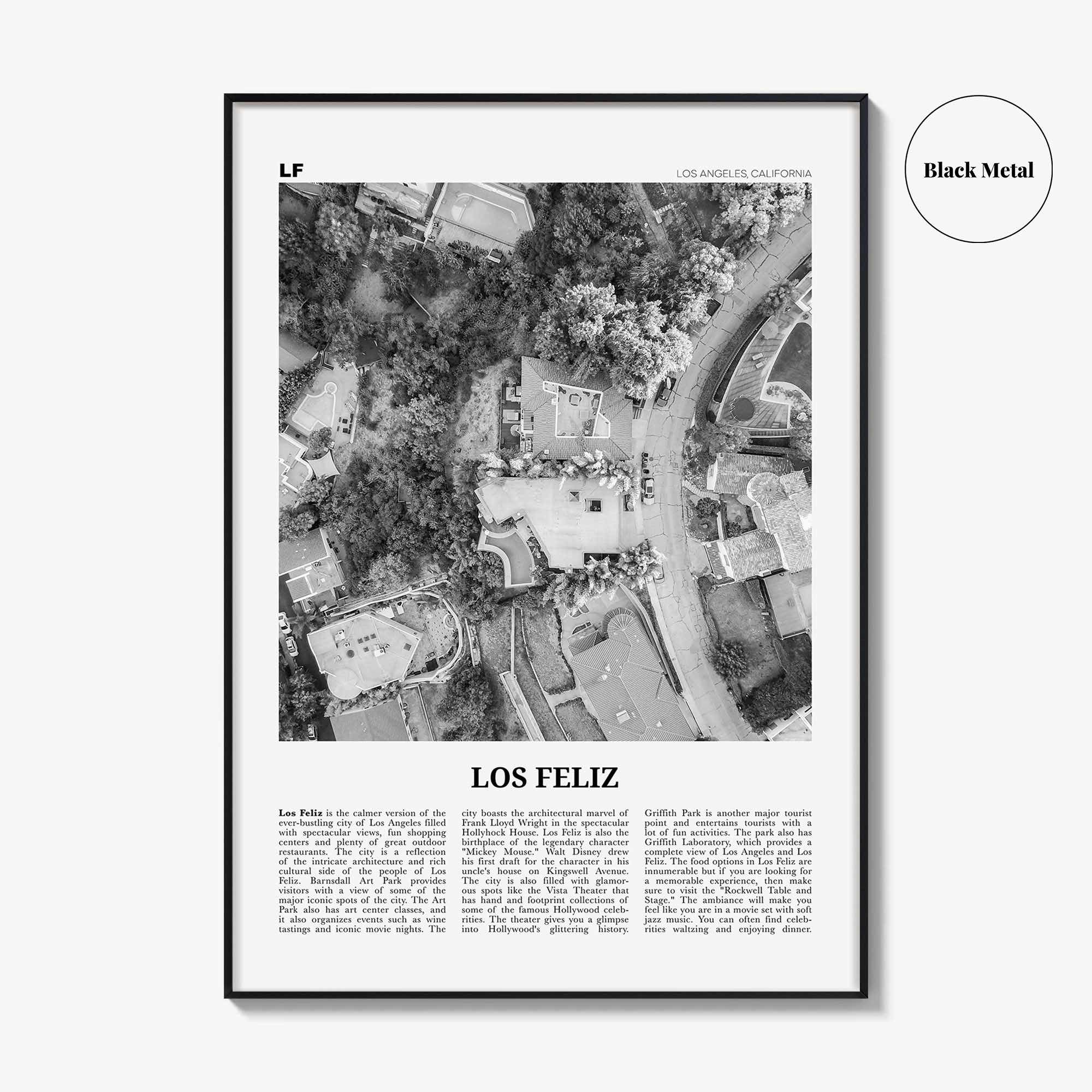 Los Feliz Print Black and White, Los Feliz Wall Art, Los Feliz Poster, Los Feliz Photo, Los Feliz Decor, California, Los Angeles