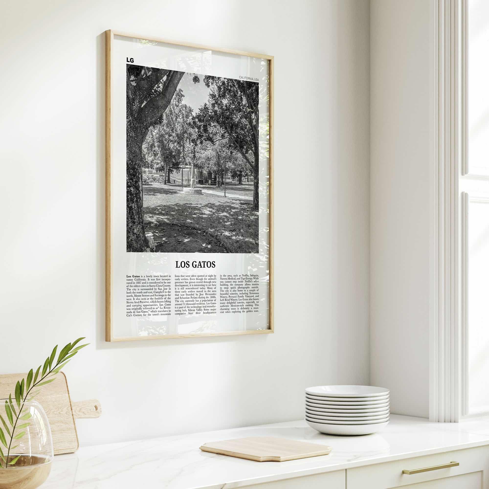 Los Gatos Print Black and White, Los Gatos Wall Art, Los Gatos Poster, Los Gatos Photo, Los Gatos Wall Décor, California, USA, United States