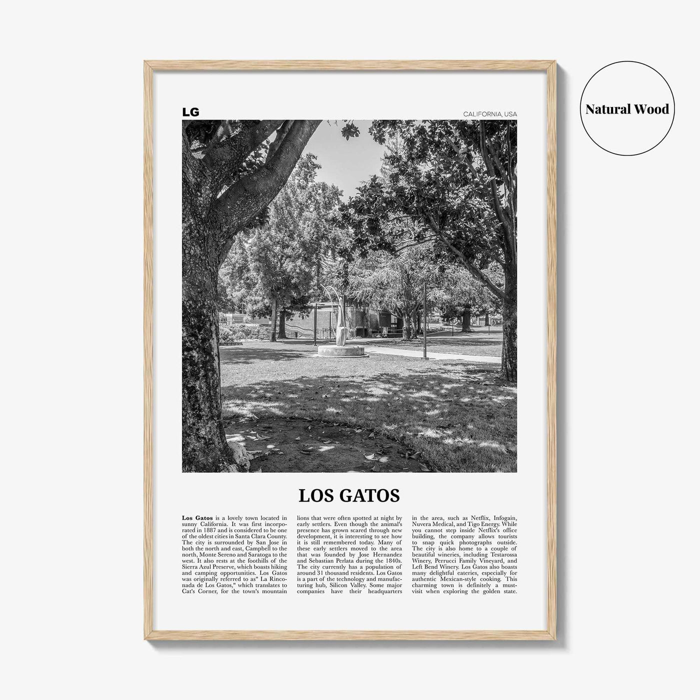 Los Gatos Print Black and White, Los Gatos Wall Art, Los Gatos Poster, Los Gatos Photo, Los Gatos Wall Décor, California, USA, United States