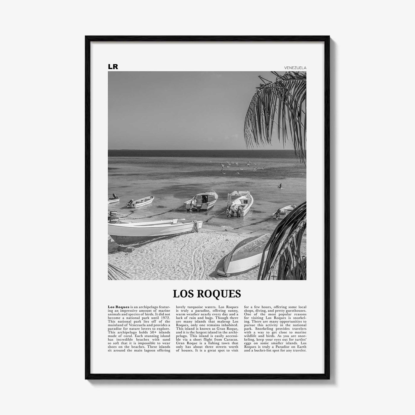 Los Roques Print Black and White, Los Roques Wall Art, Los Roques Poster, Los Roques Photo, Los Roques Wall Décor, Los Roques Map, Venezuela