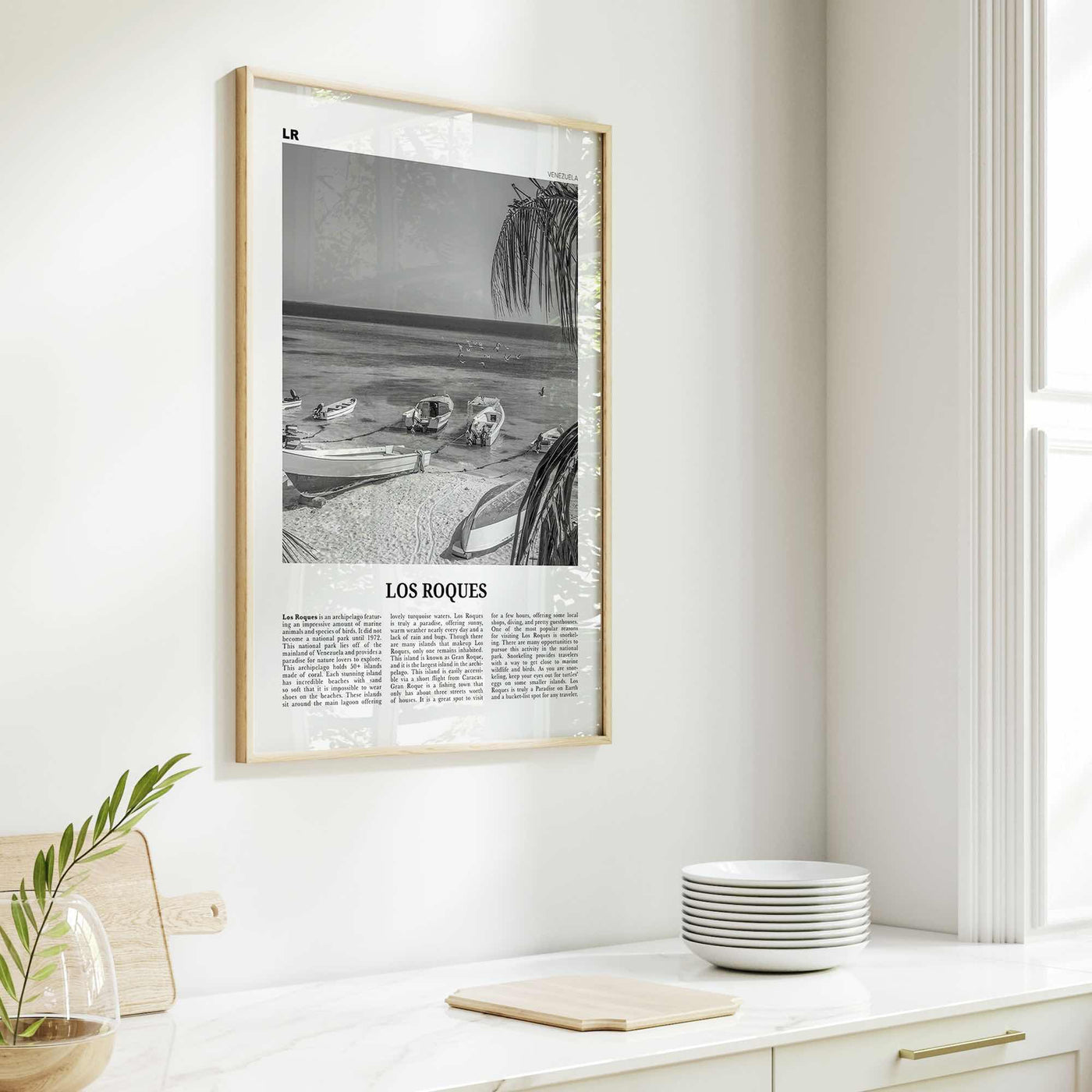 Los Roques Print Black and White, Los Roques Wall Art, Los Roques Poster, Los Roques Photo, Los Roques Wall Décor, Los Roques Map, Venezuela