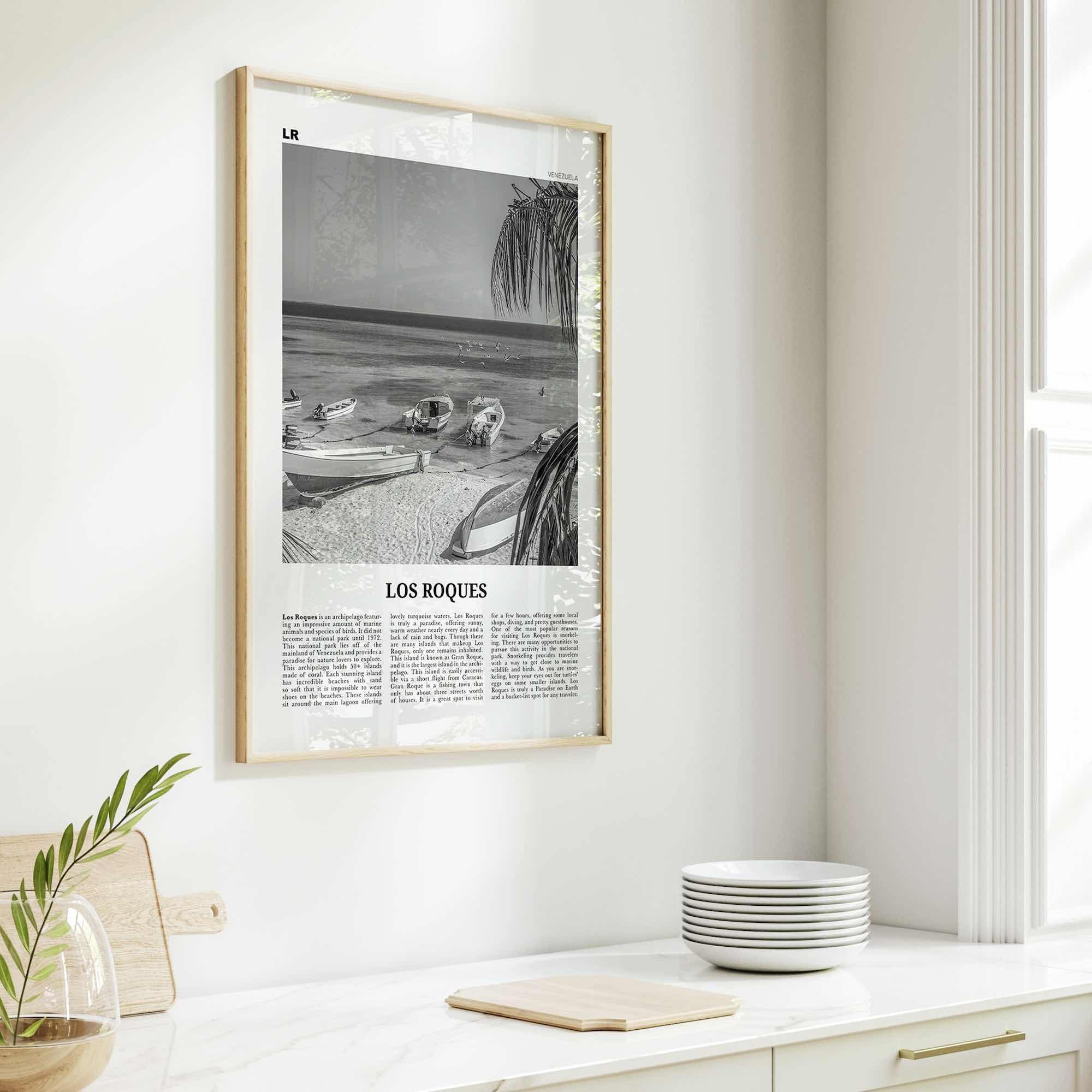 Los Roques Print Black and White, Los Roques Wall Art, Los Roques Poster, Los Roques Photo, Los Roques Wall Décor, Los Roques Map, Venezuela