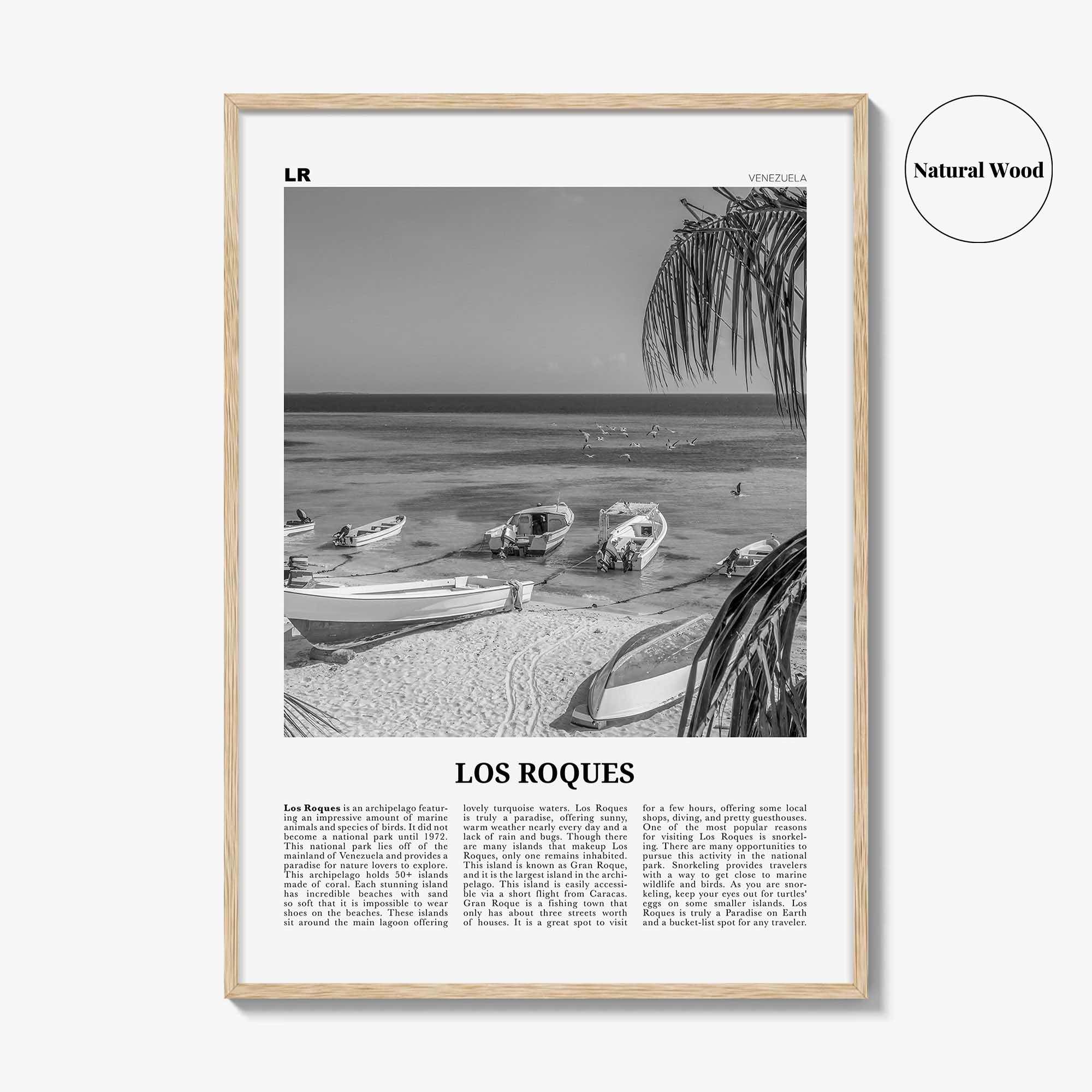 Los Roques Print Black and White, Los Roques Wall Art, Los Roques Poster, Los Roques Photo, Los Roques Wall Décor, Los Roques Map, Venezuela