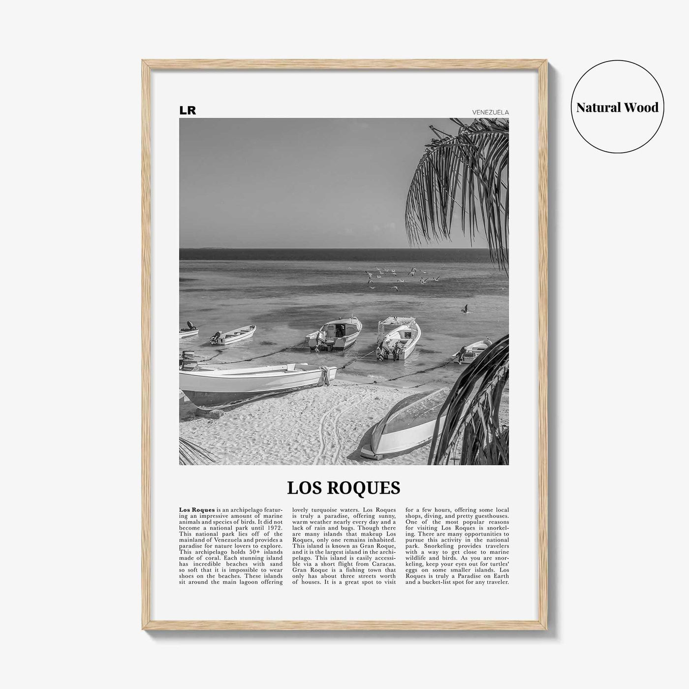 Los Roques Print Black and White, Los Roques Wall Art, Los Roques Poster, Los Roques Photo, Los Roques Wall Décor, Los Roques Map, Venezuela