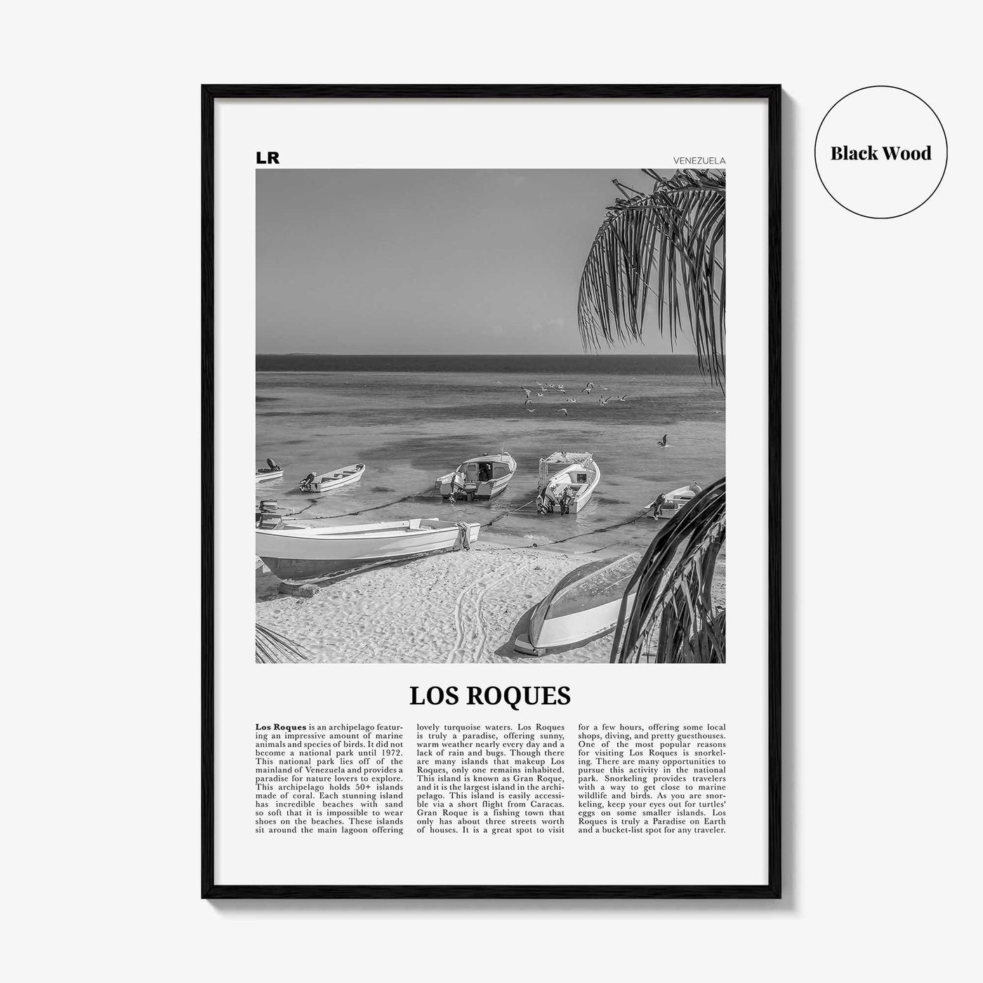 Los Roques Print Black and White, Los Roques Wall Art, Los Roques Poster, Los Roques Photo, Los Roques Wall Décor, Los Roques Map, Venezuela