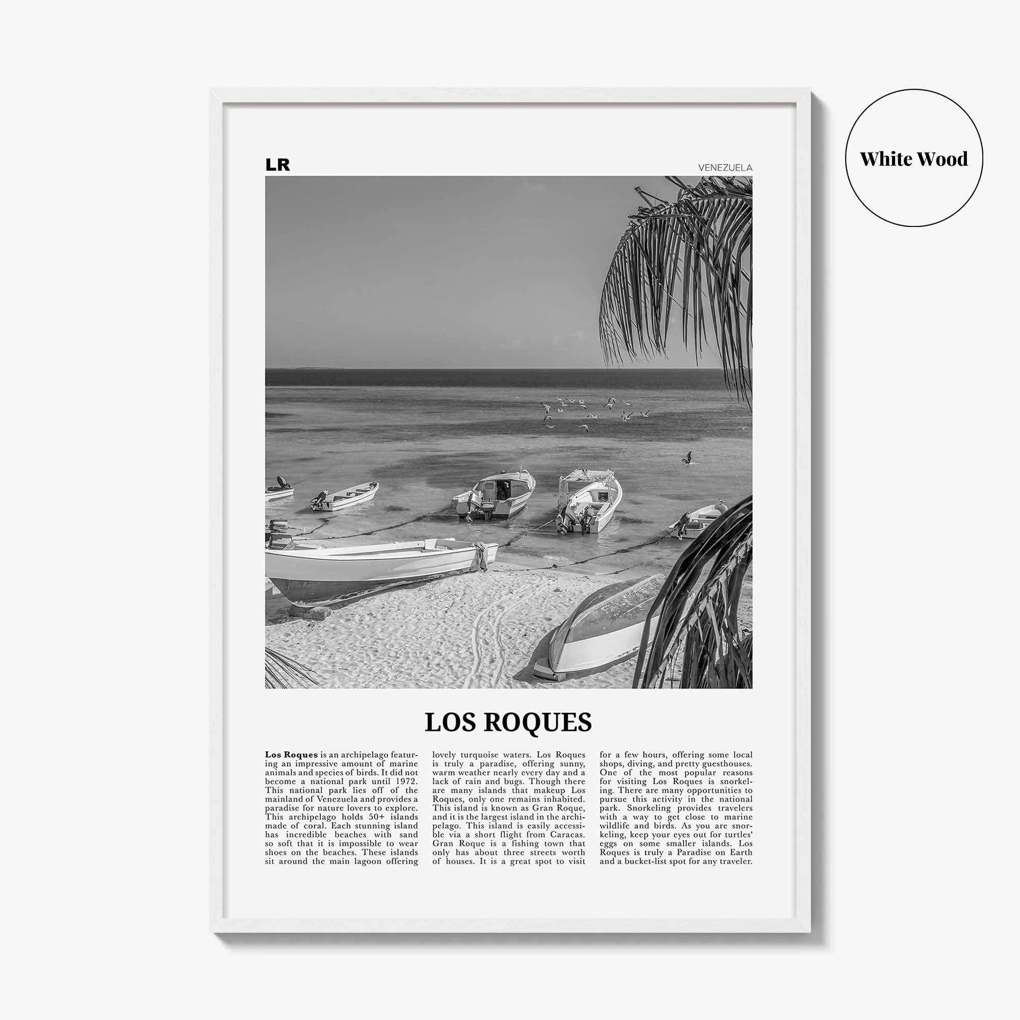 Los Roques Print Black and White, Los Roques Wall Art, Los Roques Poster, Los Roques Photo, Los Roques Wall Décor, Los Roques Map, Venezuela