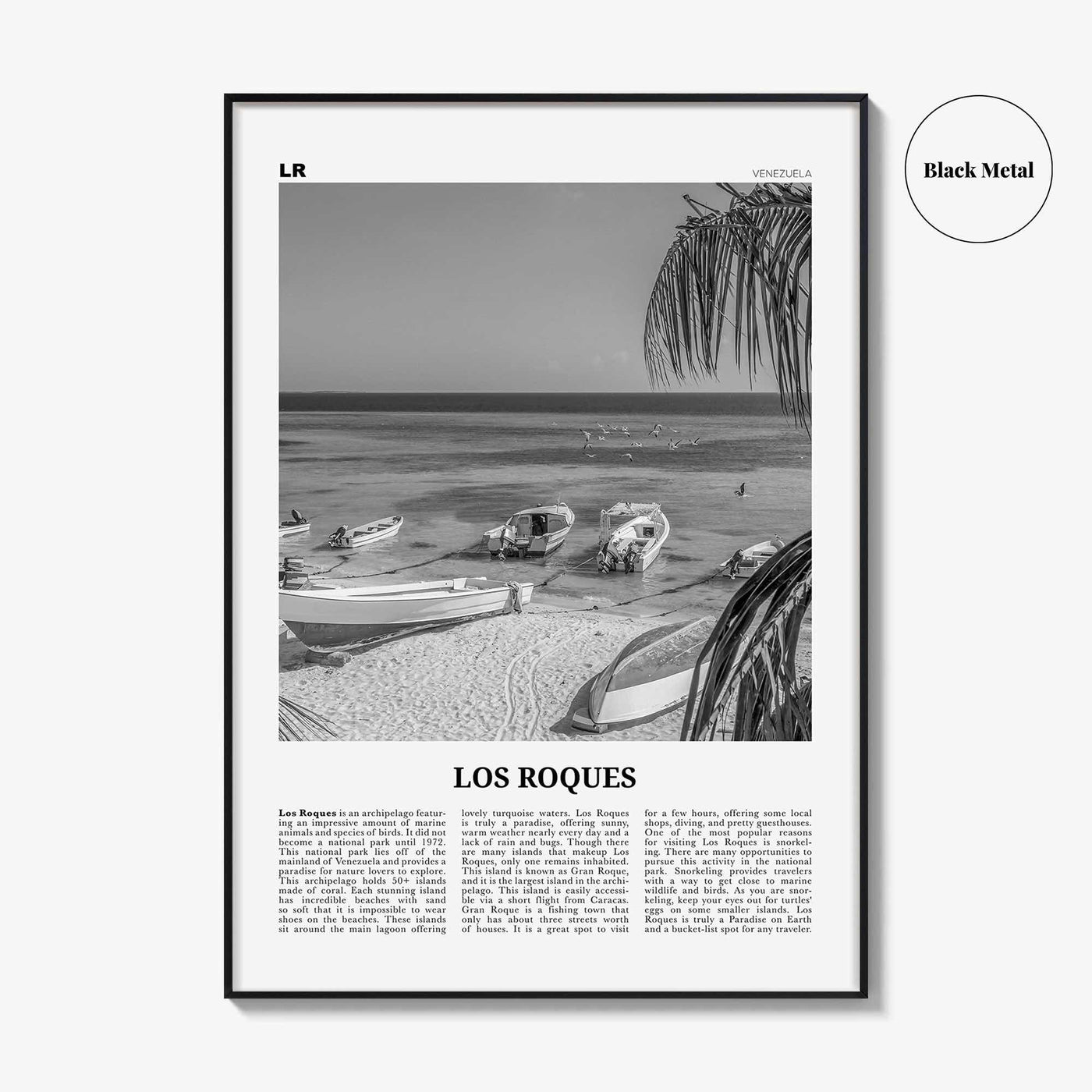 Los Roques Print Black and White, Los Roques Wall Art, Los Roques Poster, Los Roques Photo, Los Roques Wall Décor, Los Roques Map, Venezuela