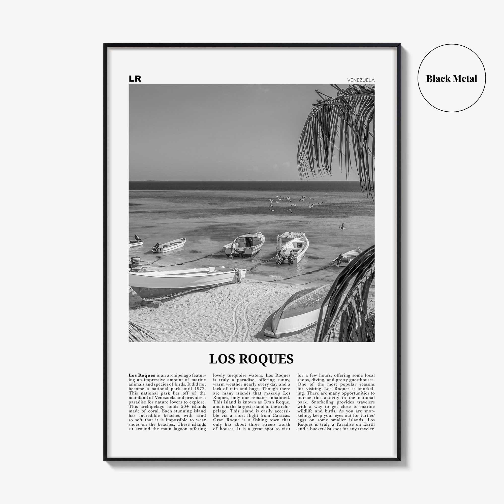 Los Roques Print Black and White, Los Roques Wall Art, Los Roques Poster, Los Roques Photo, Los Roques Wall Décor, Los Roques Map, Venezuela