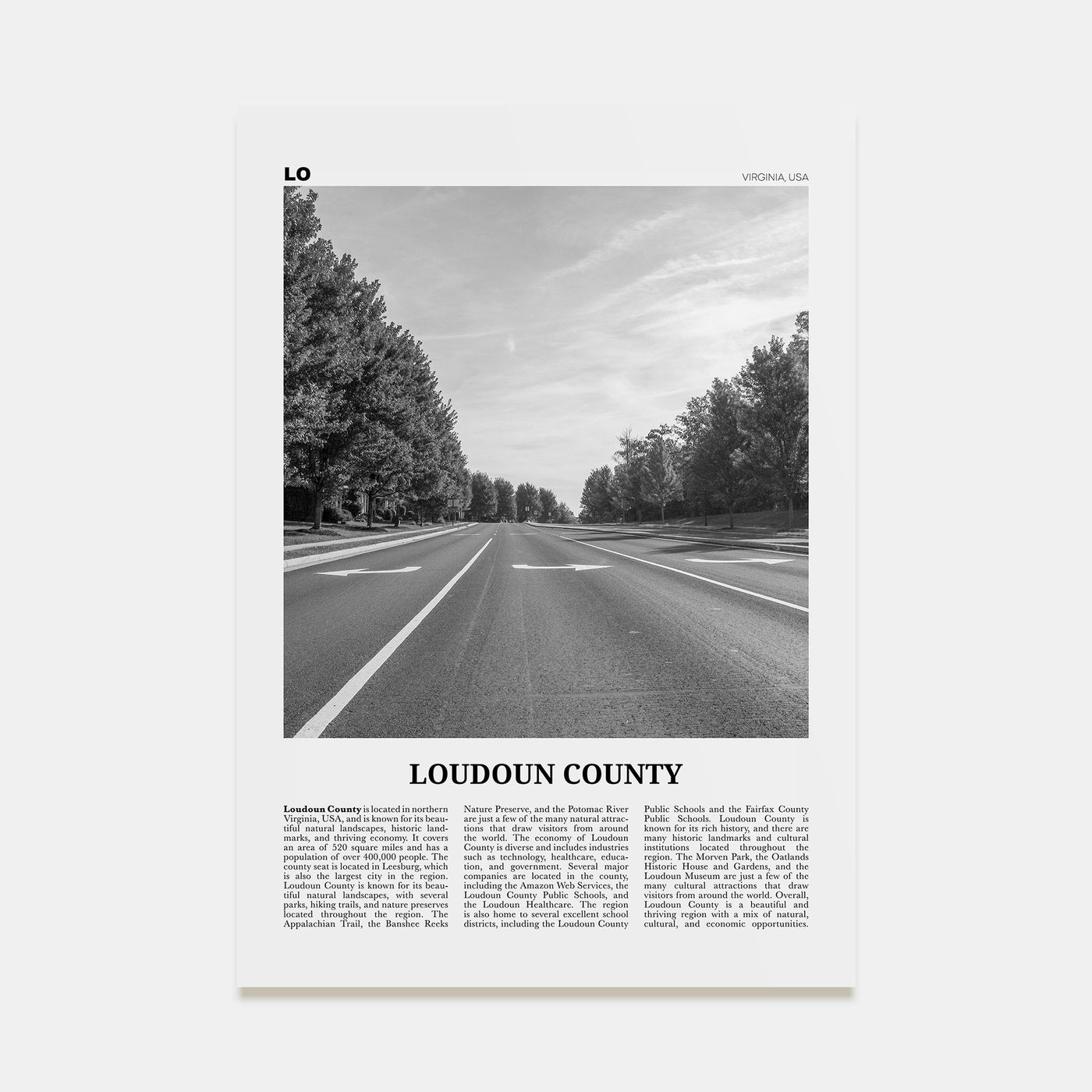 Loudoun County Travel B&W Poster