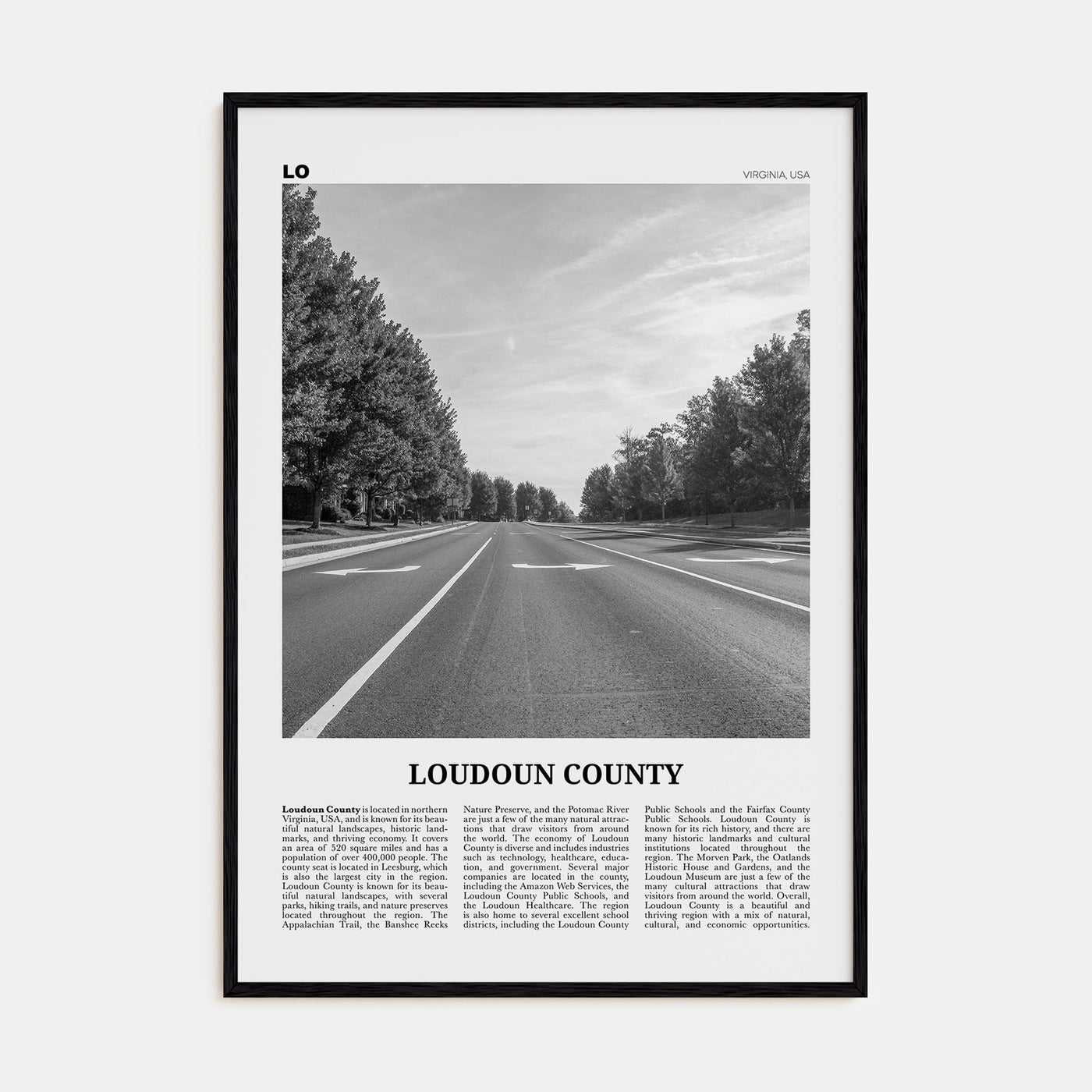 Loudoun County Travel B&W Poster